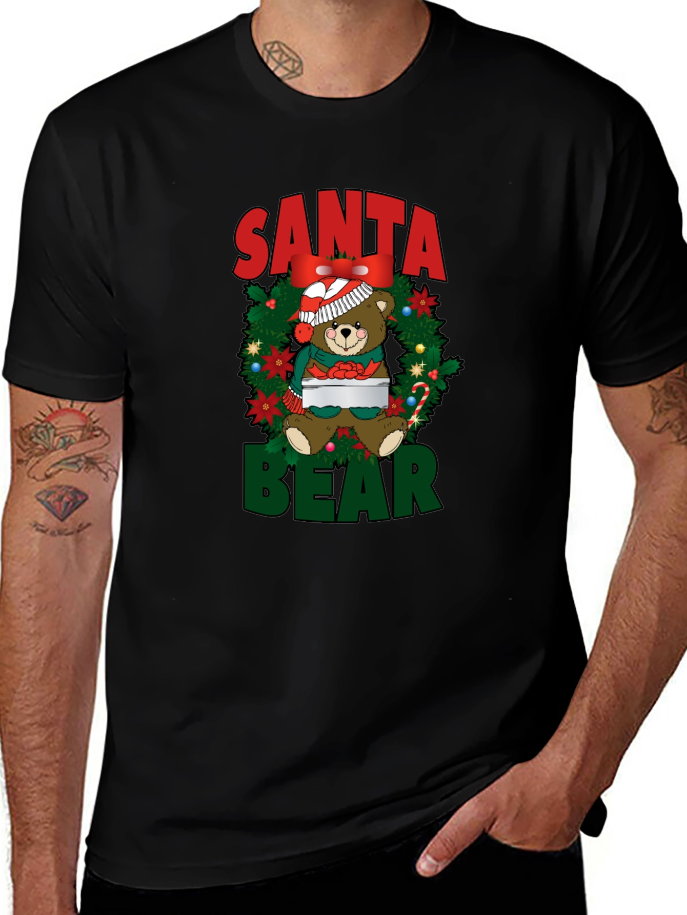 Santa Bear Holiday Graphic T-Shirt