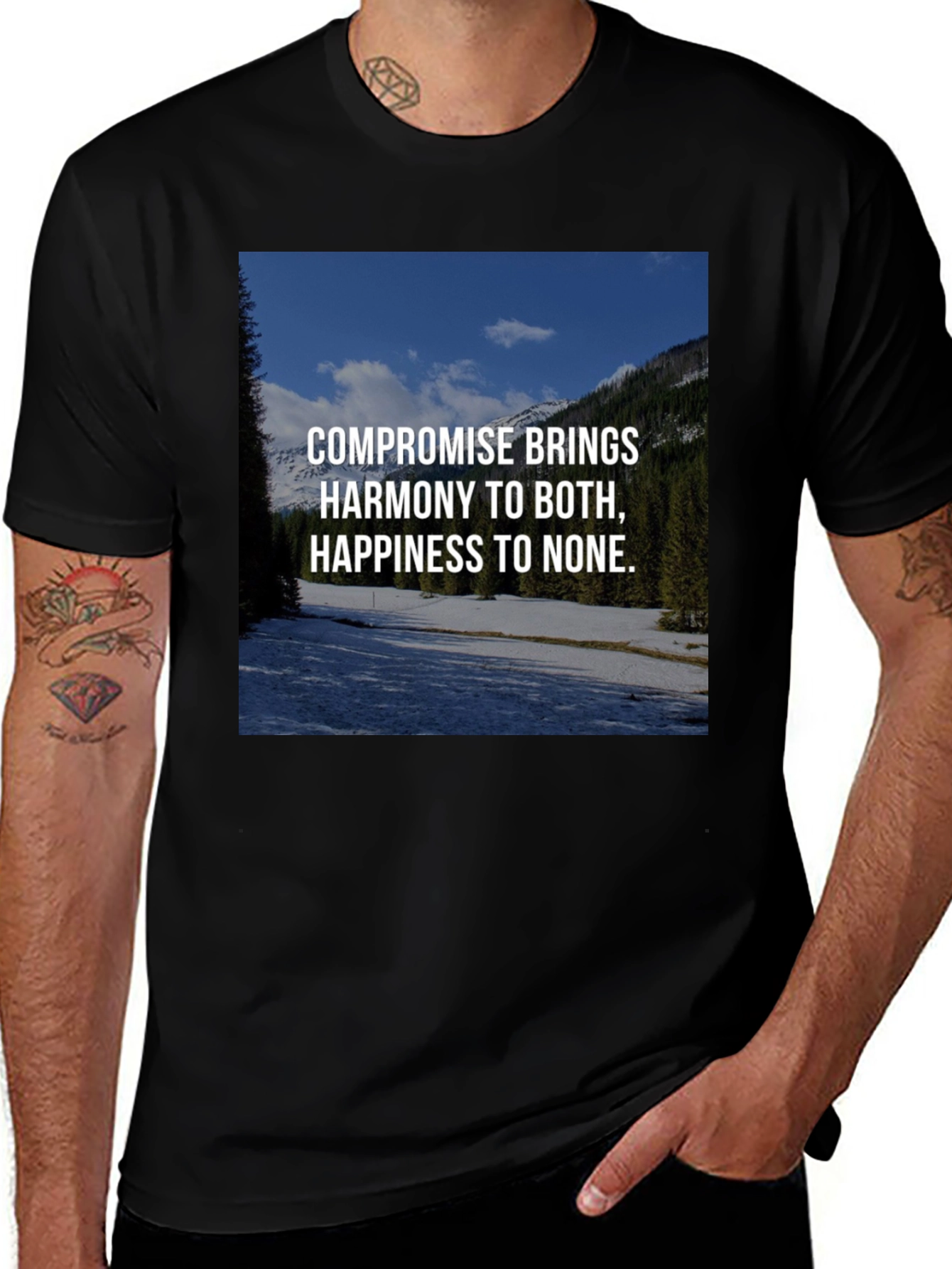 Variant 27 of Compromise Harmony Graphic Tee - Unisex Black T-Shirt