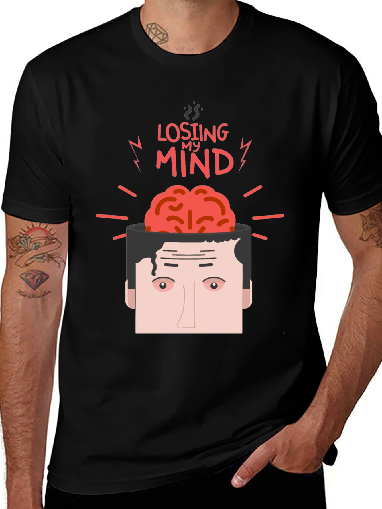 Variant 7 of Losing My Mind Graphic Tee - Humorous Brain T-Shirt