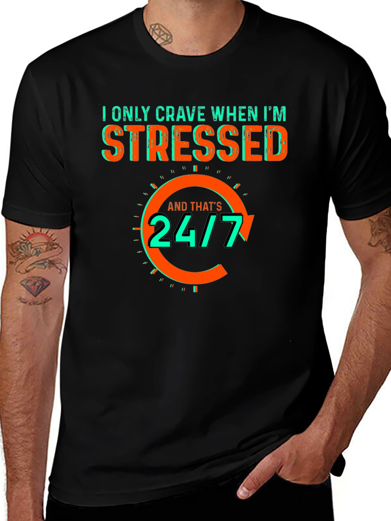 Variant 27 of Stressed 24/7 Graphic T-Shirt
