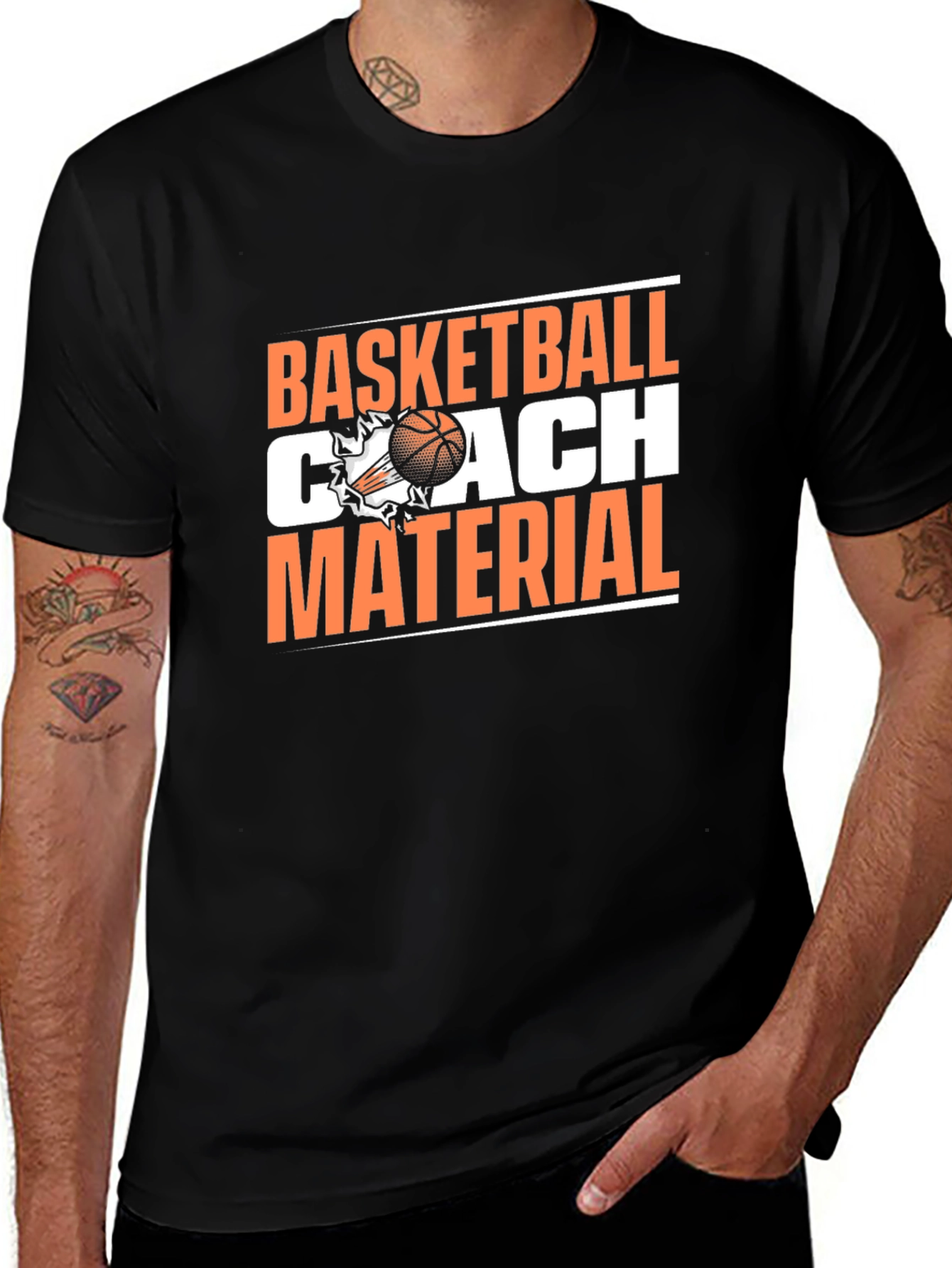 Variant 26 of Basketball Coach Material T-Shirt - Black Tee