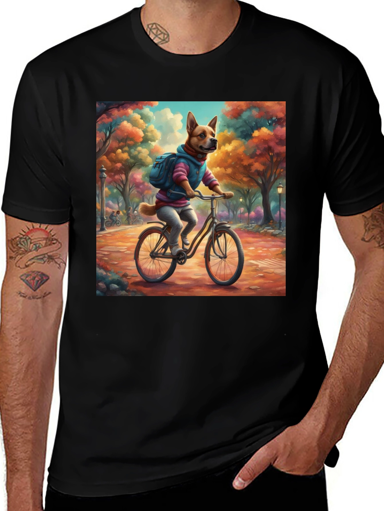 Variant 16 of Dog on Bike T-Shirt - Whimsical Park Design