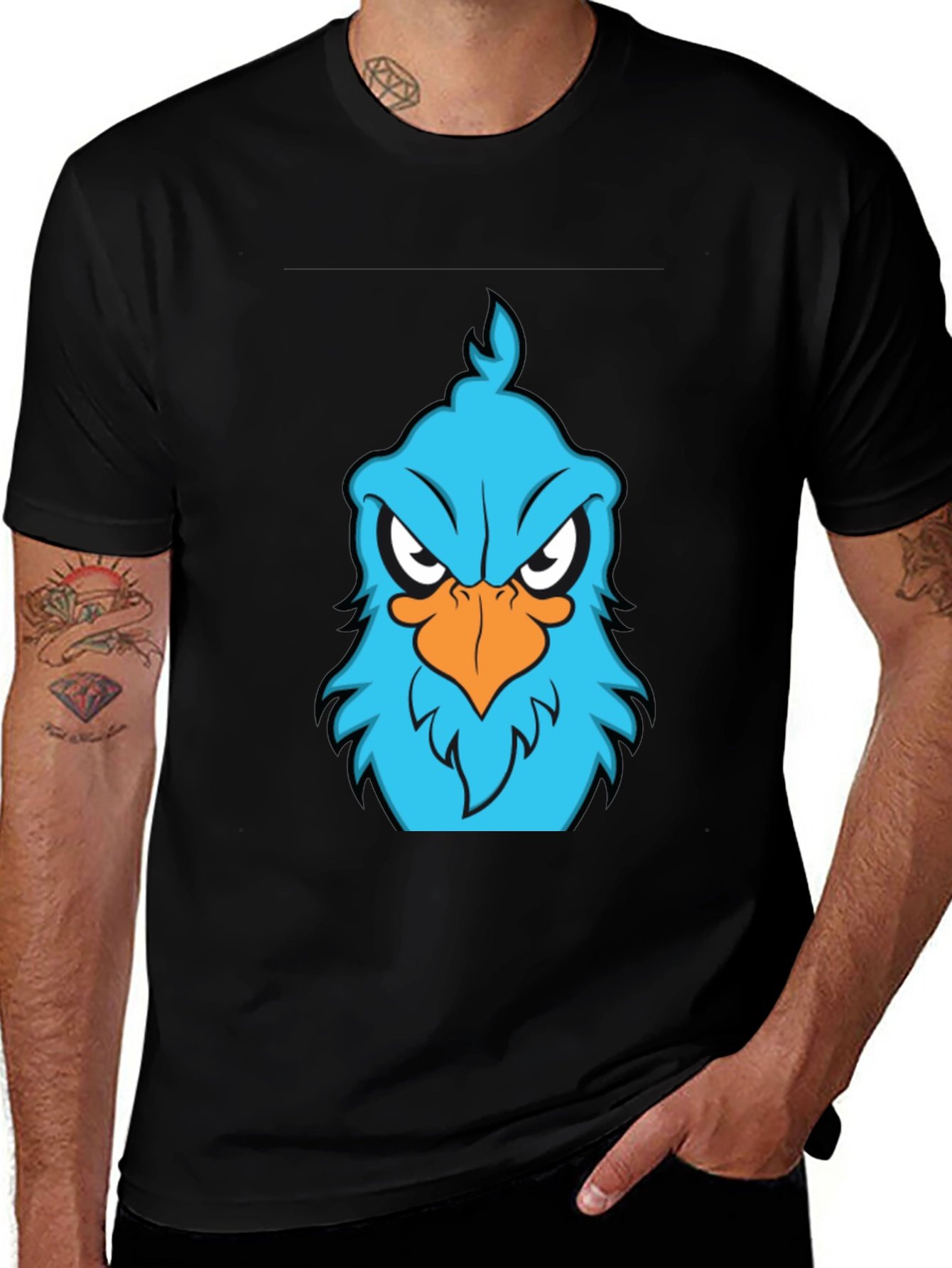 Angry Blue Bird Graphic T-Shirt