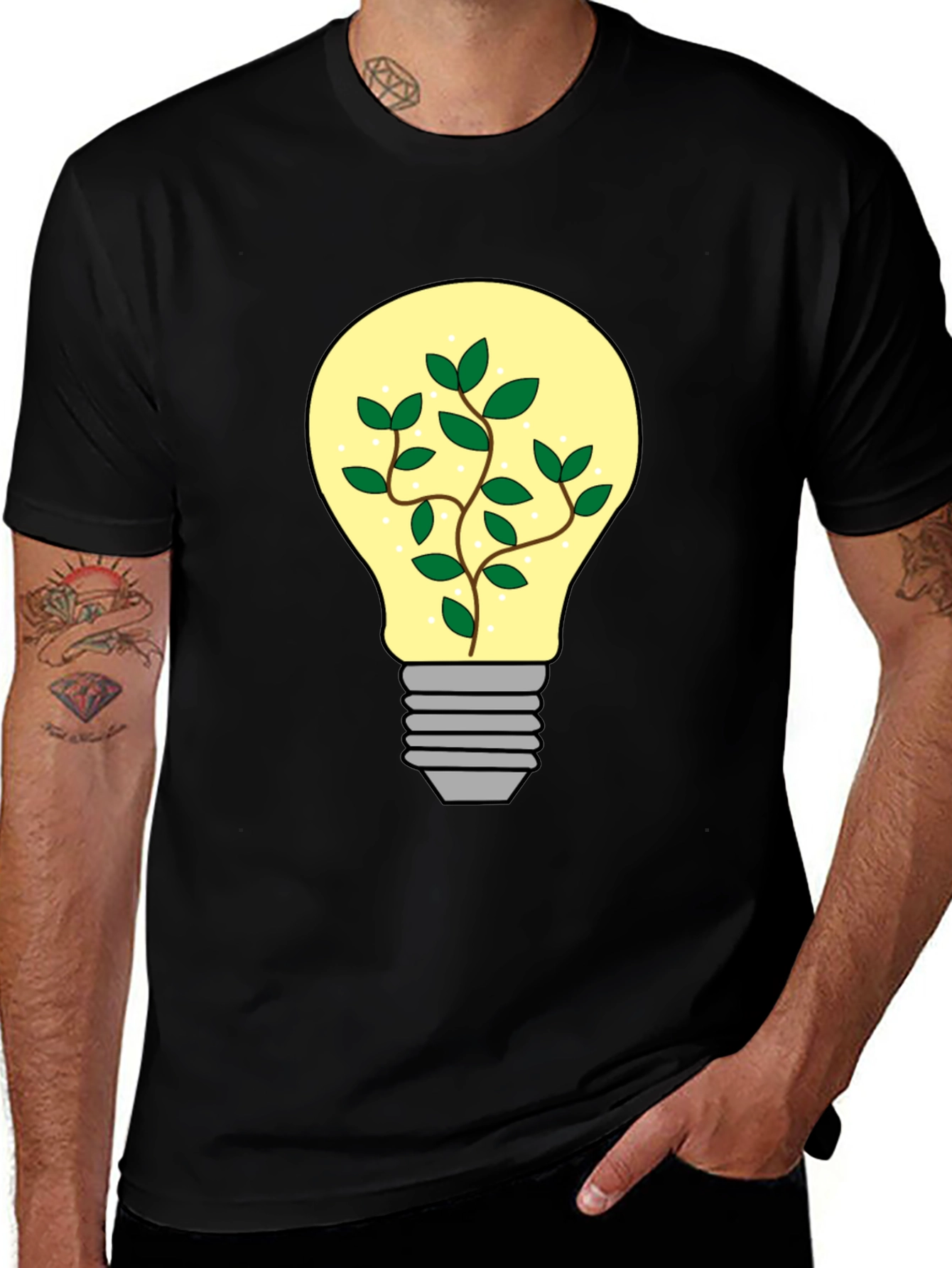 Variant 9 of Eco-Friendly Light Bulb Plant Graphic T-Shirt