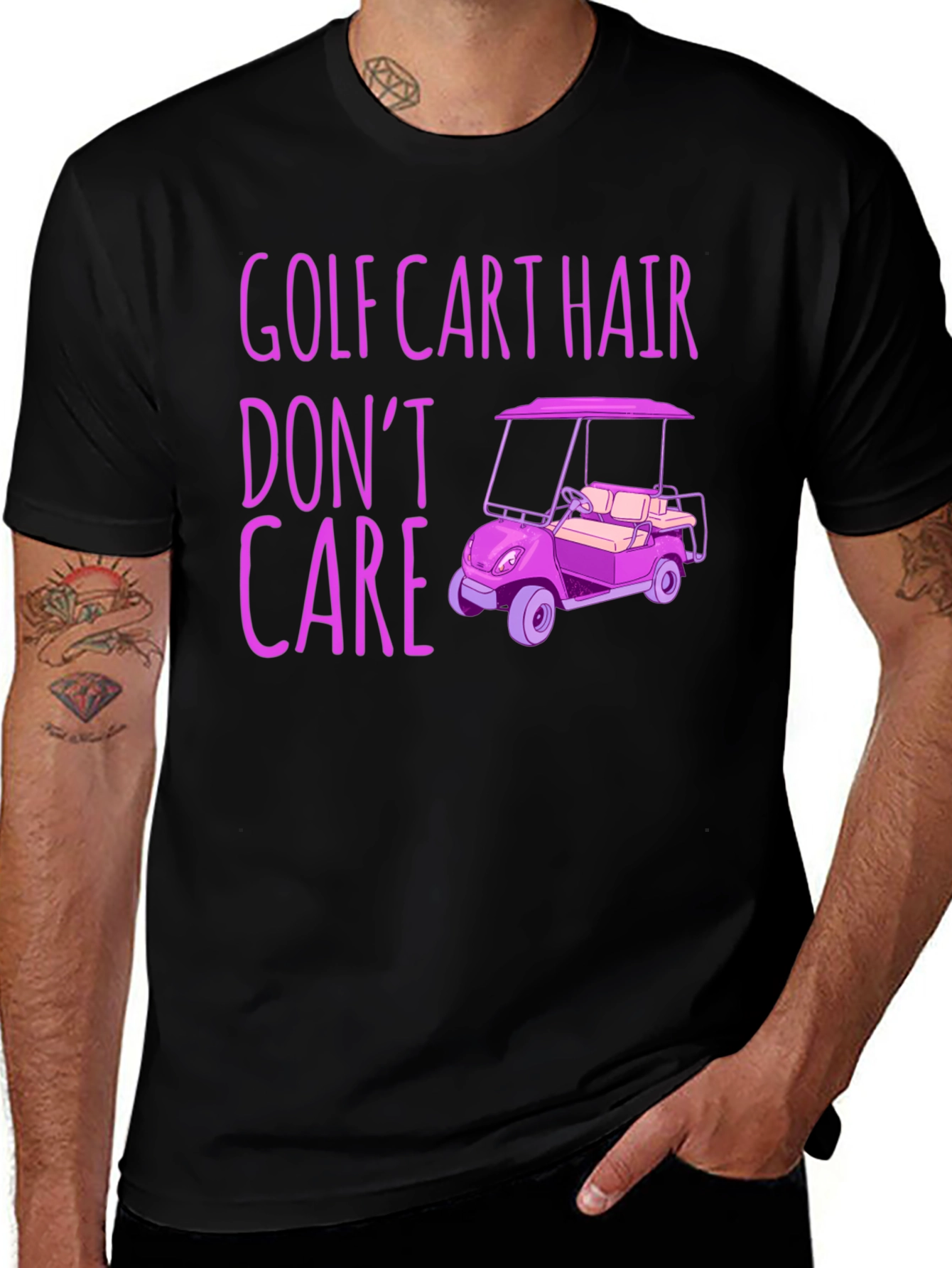 Variant 30 of Golf Cart Hair Don't Care Graphic Tee