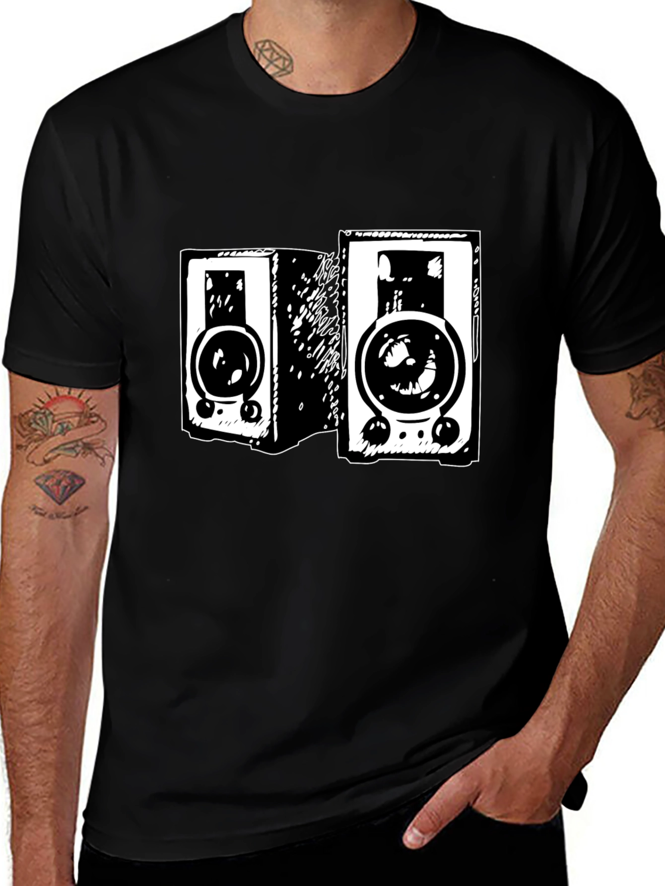 Variant 27 of Black T-Shirt with Speaker Graphic