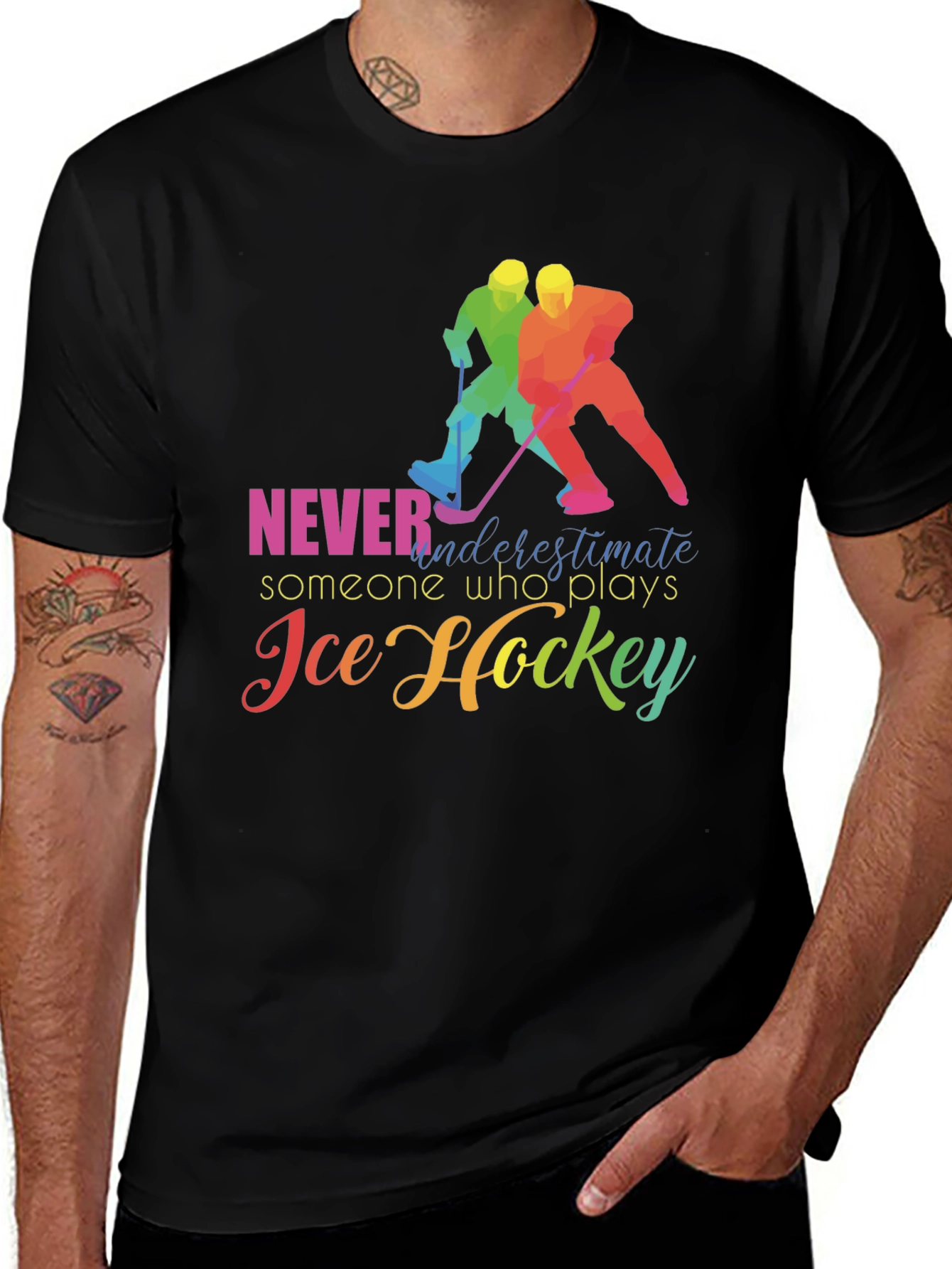 Variant 23 of Ice Hockey T-Shirt: Never Underestimate