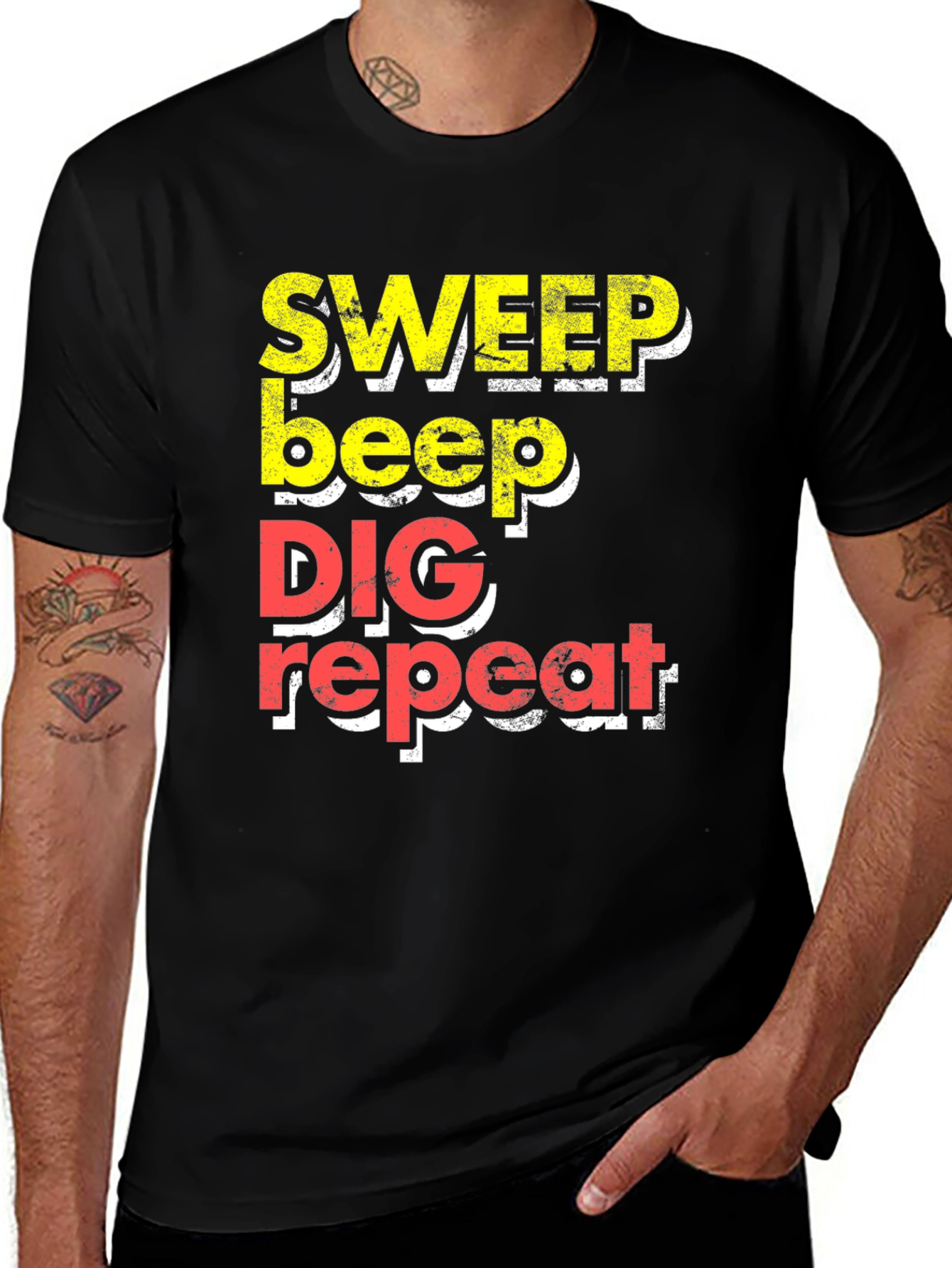 Variant 27 of Sweep Beep Dig Repeat T-Shirt - Metal Detecting Hobby Tee