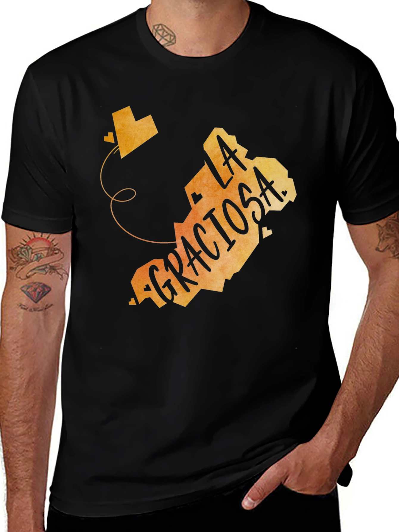 La Graciosa Island Graphic Tee - Black Crewneck T-Shirt