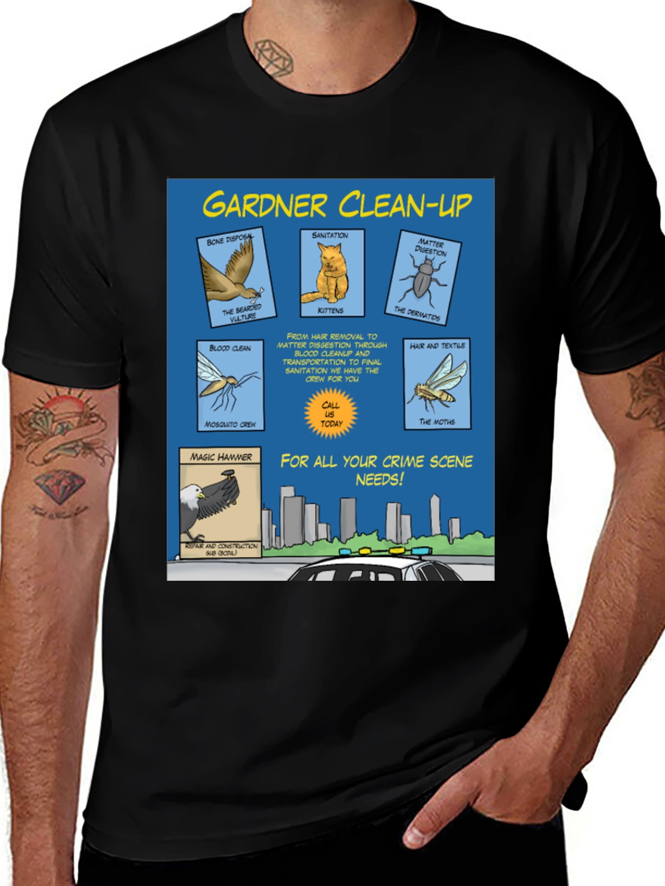 Variant 23 of Gardner Clean-Up T-Shirt - Crime Scene Cartoon