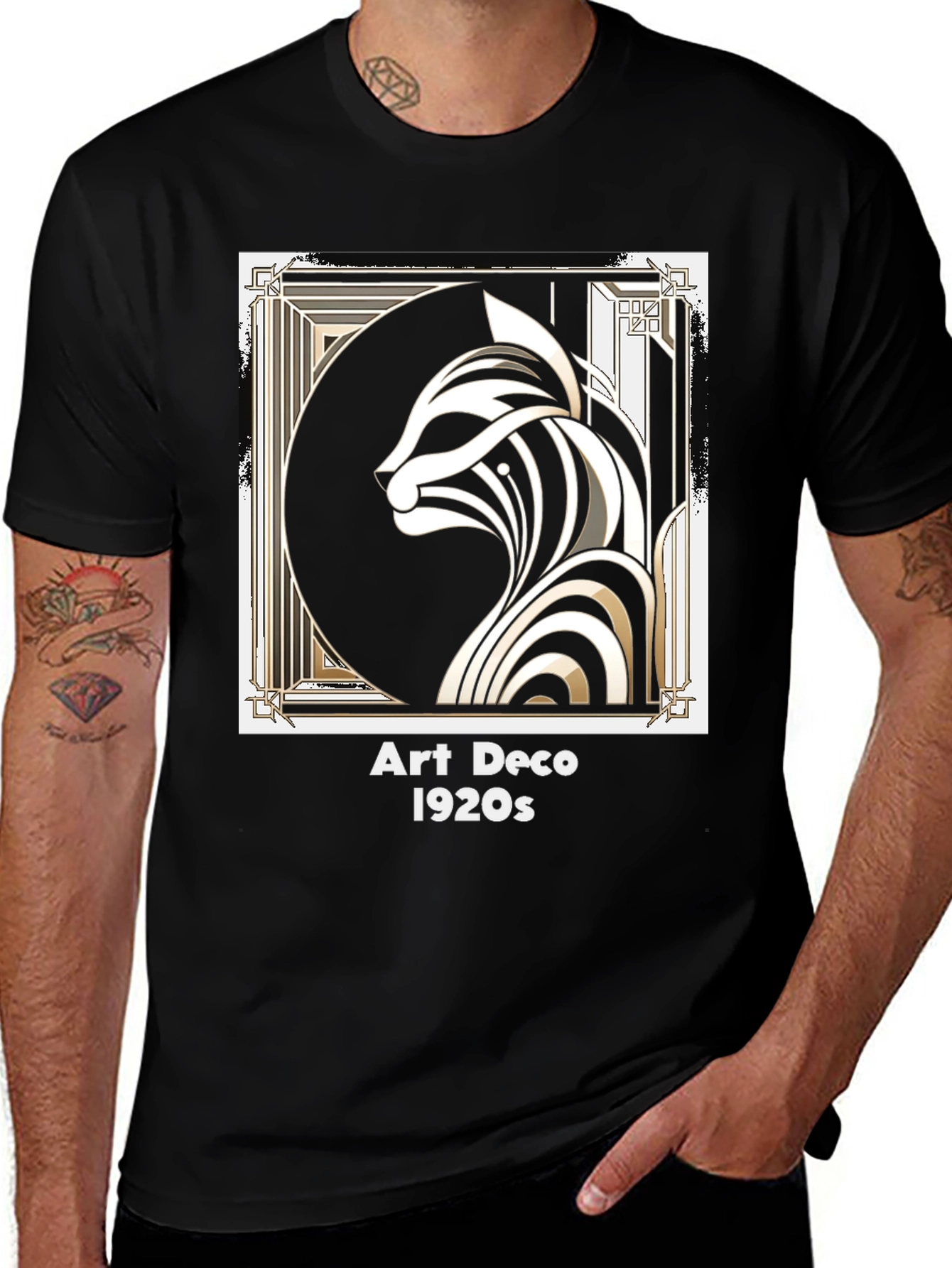 Variant 10 of Art Deco 1920s Cat Graphic T-Shirt