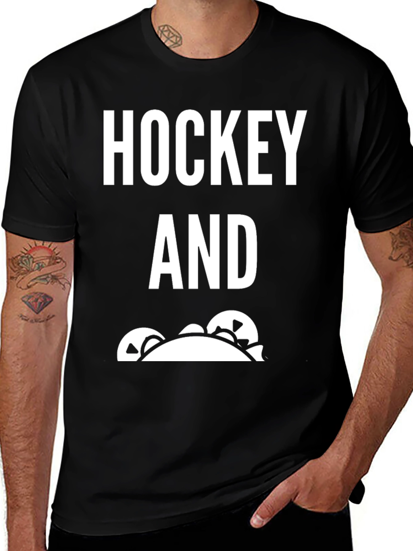 Variant 18 of Hockey And Tacos Men's Black T-Shirt