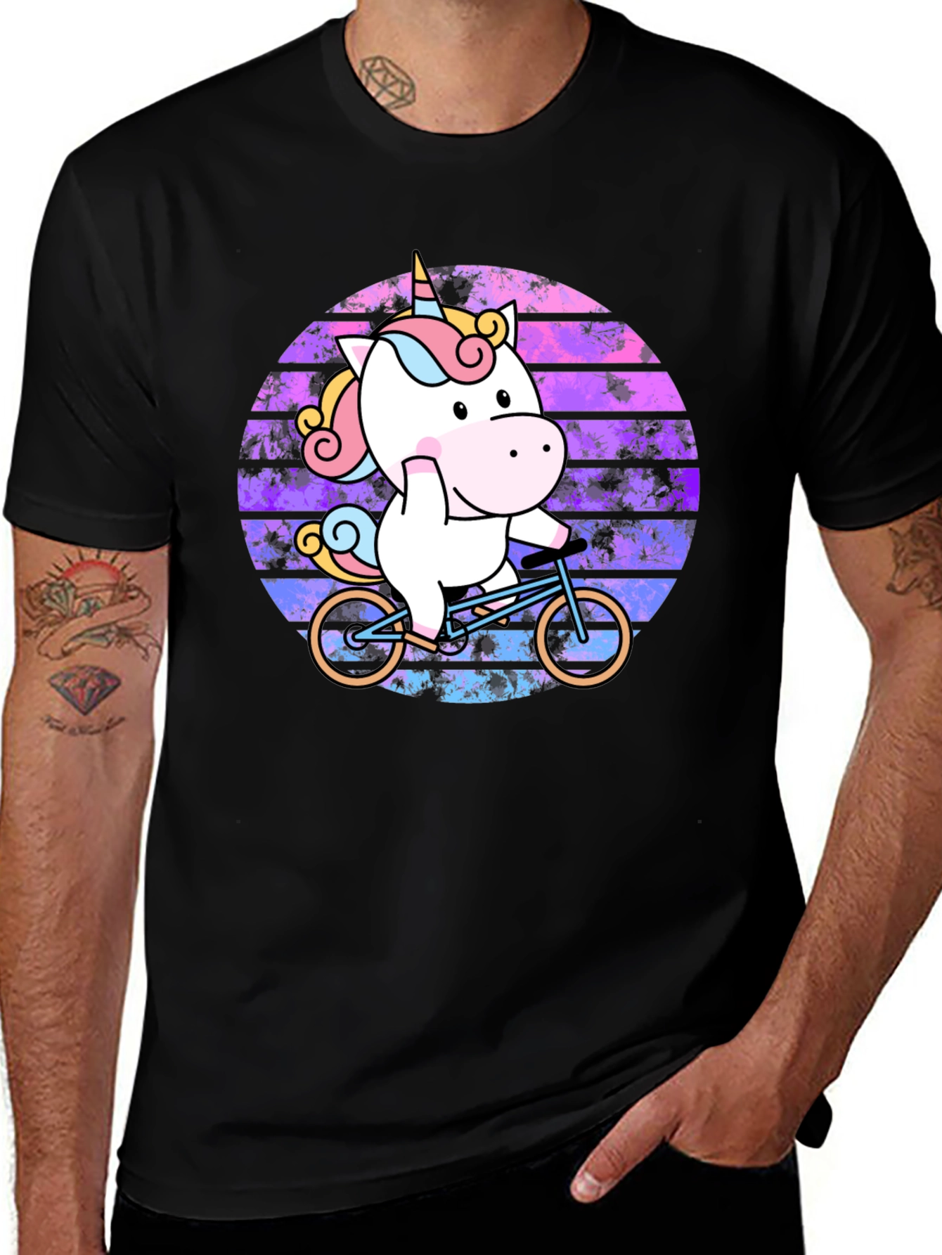 Variant 25 of Unicorn on Bike Graphic Tee - Fun and Stylish