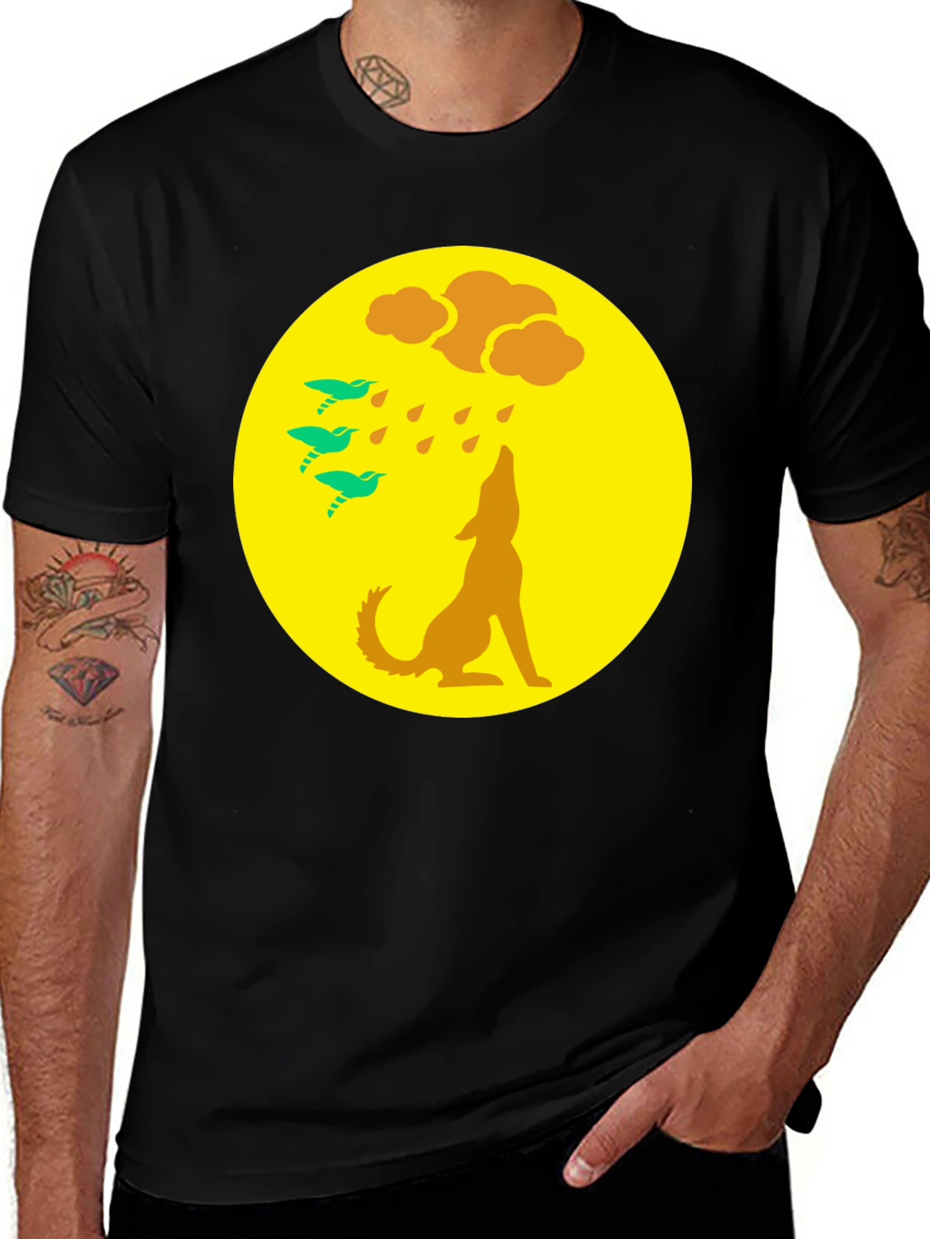 Variant 3 of Wolf Howling at Moon Graphic Tee