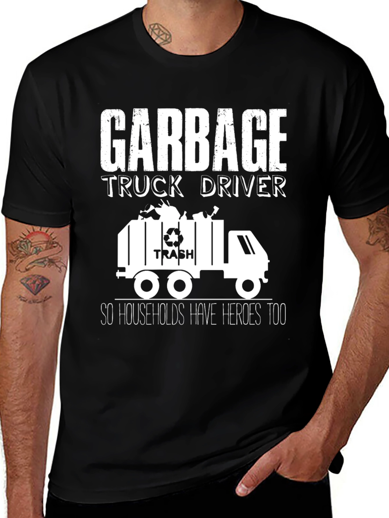 Variant 13 of Garbage Truck Driver Hero T-Shirt - Black