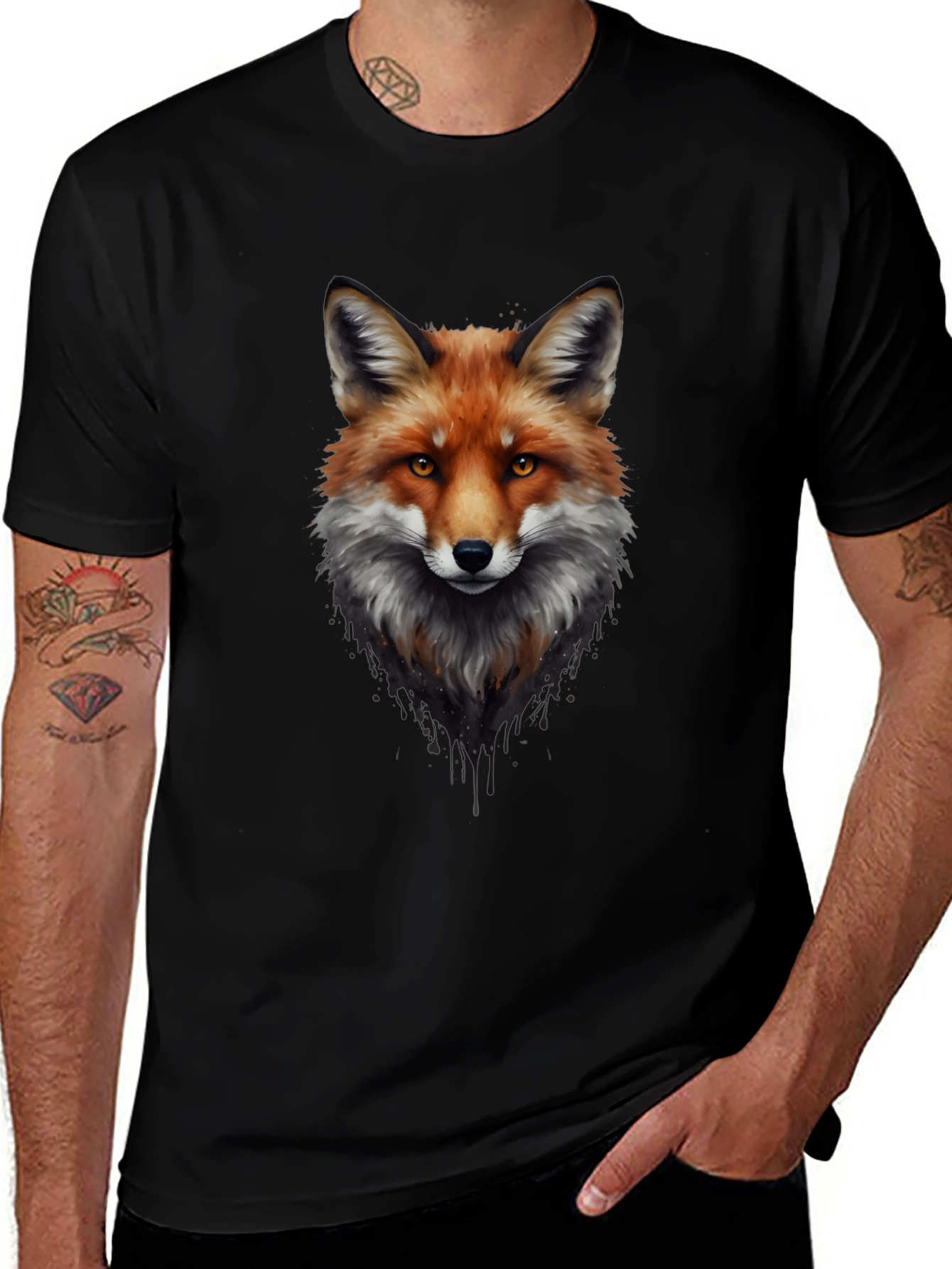Variant 10 of Fox Graphic Print Black T-Shirt
