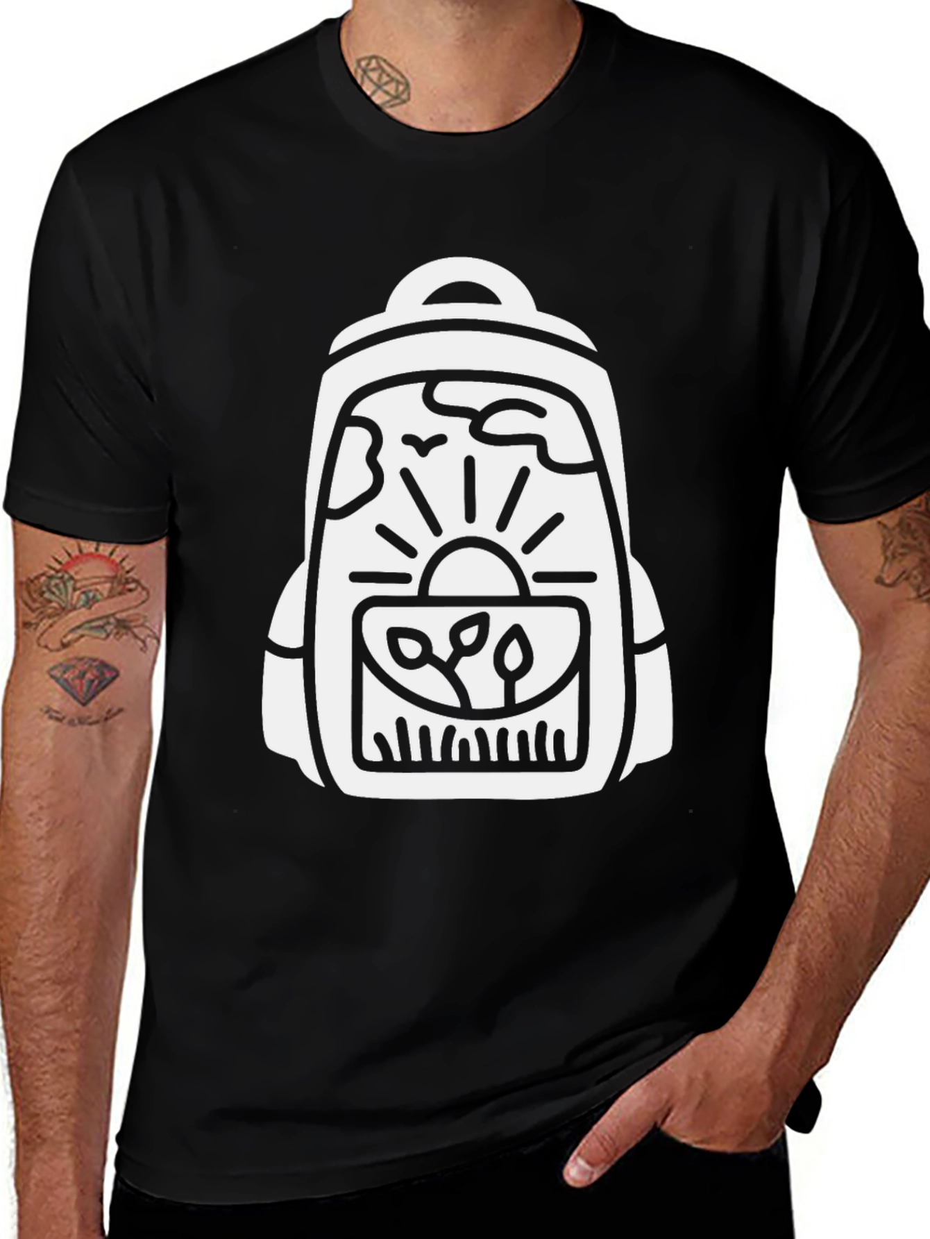 Variant 18 of Nature Backpack Graphic Tee - Black