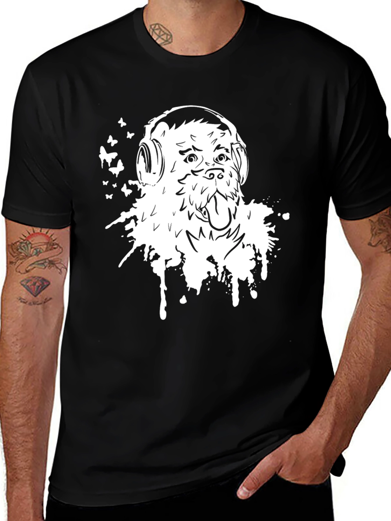 Variant 29 of Dog with Headphones Graphic T-Shirt