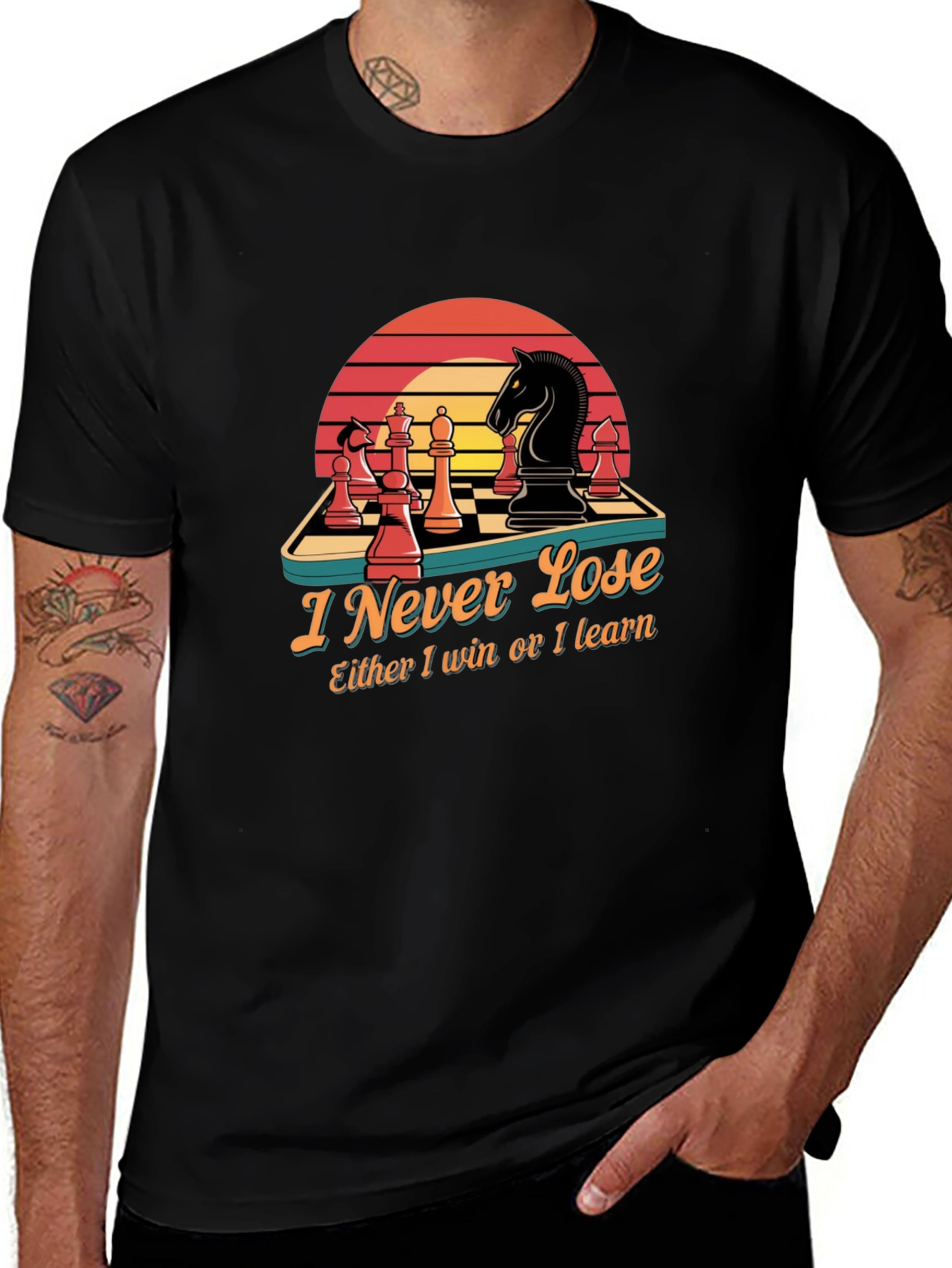 Chess T-Shirt - I Never Lose, I Learn