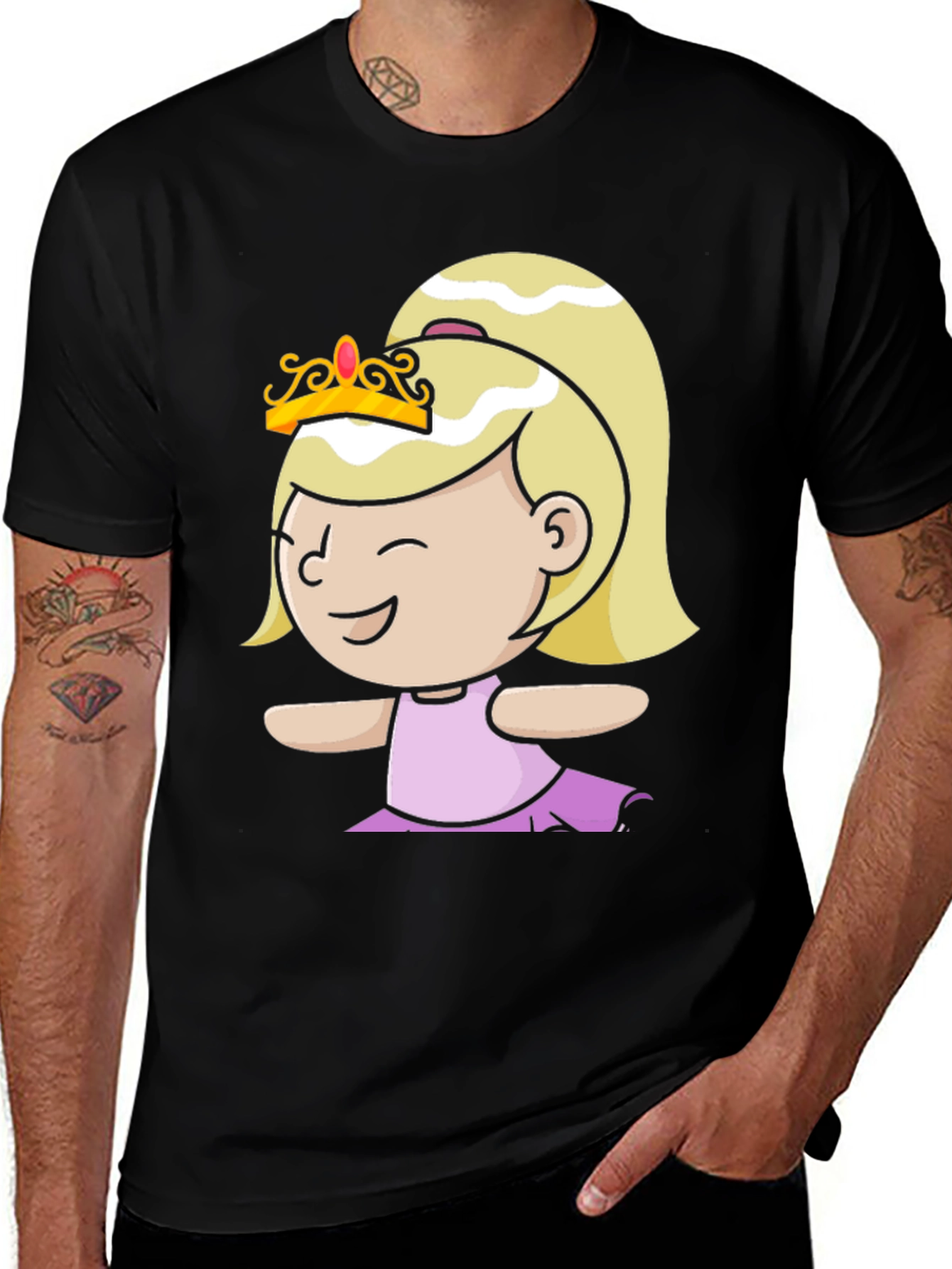 Princess Cartoon Black T-Shirt