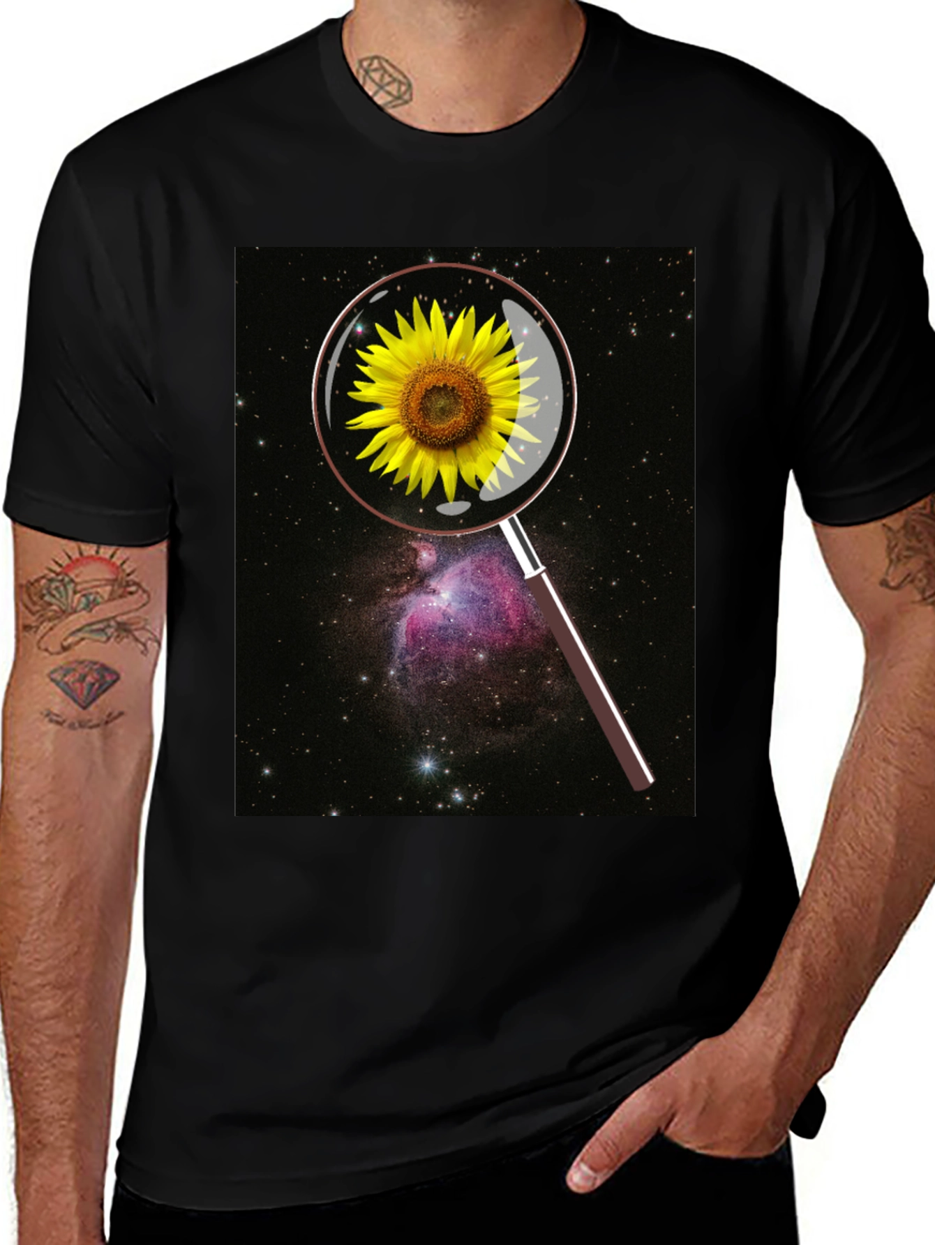 Sunflower Space Magnifying Glass Graphic Tee
