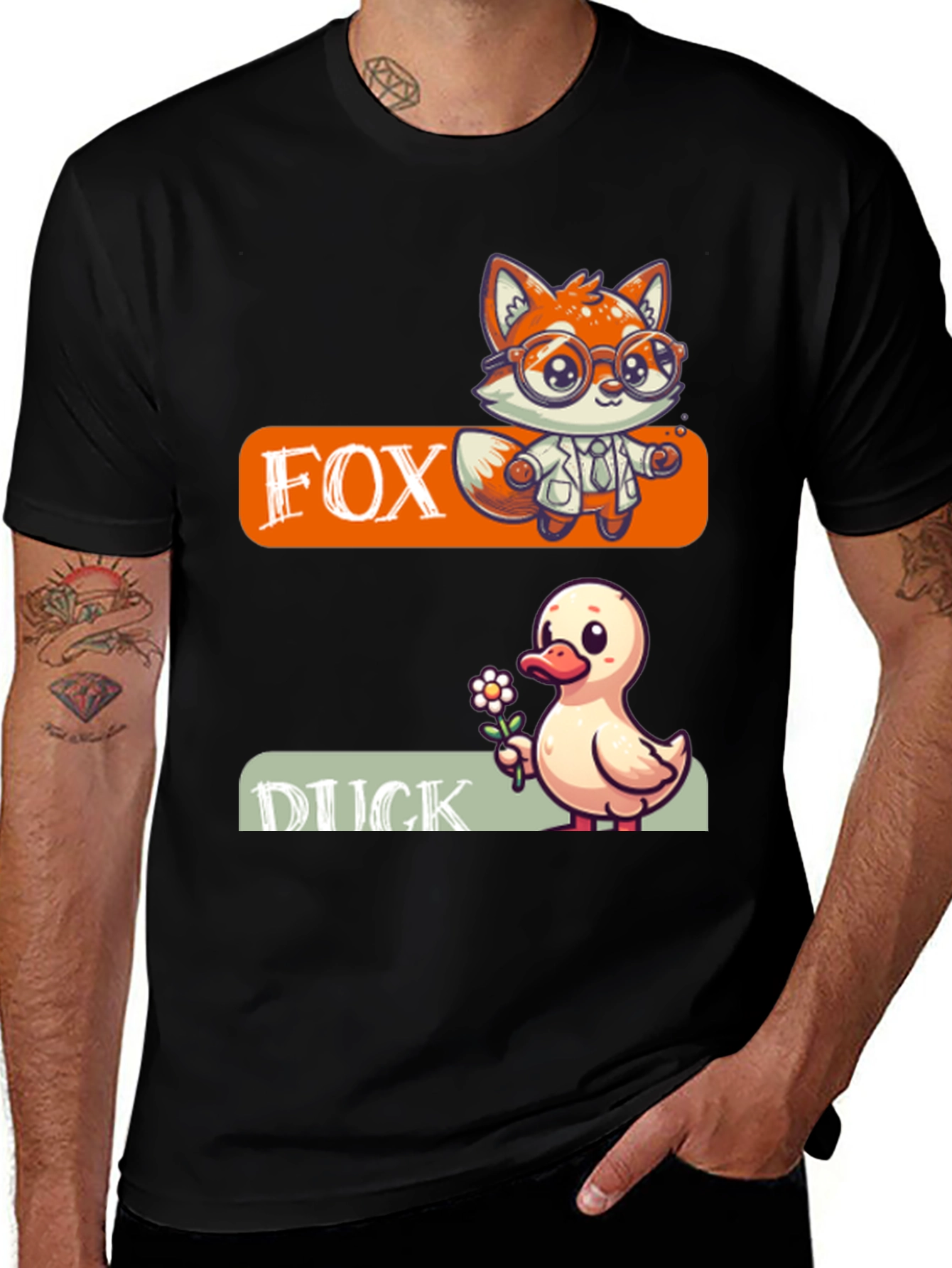Variant 19 of Fox and Duck Cartoon T-Shirt