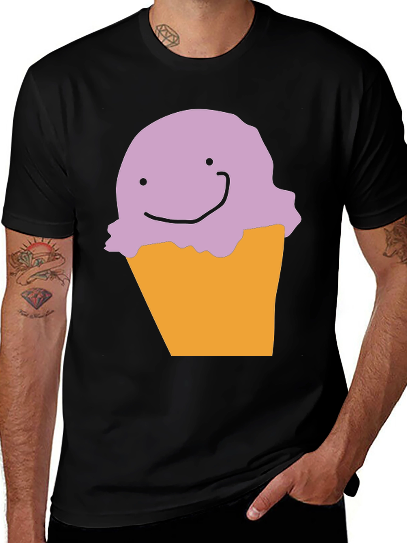 Variant 28 of Ice Cream Smile Graphic Tee - Black