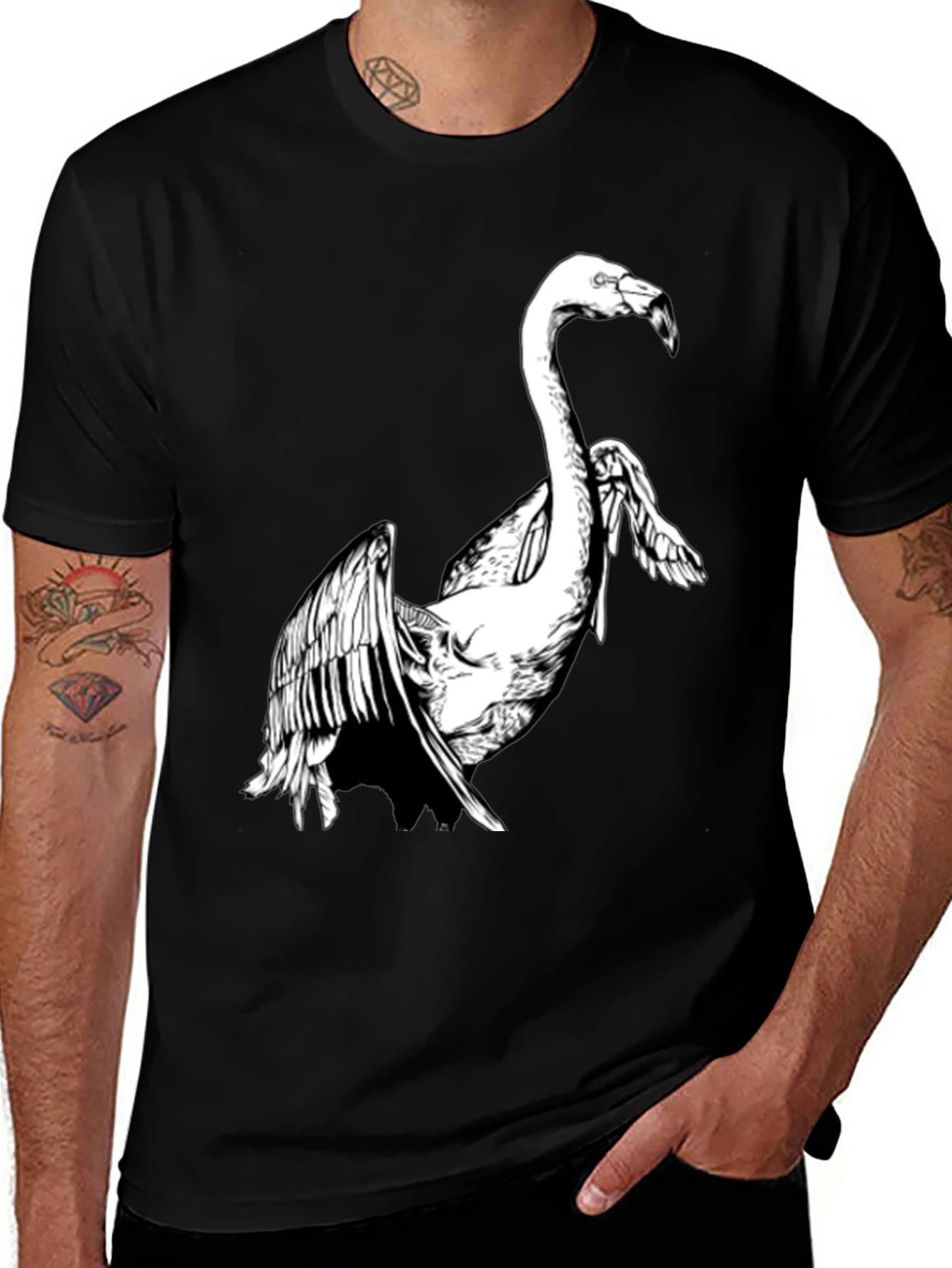 Flamingo Graphic Tee - Men's Black T-Shirt