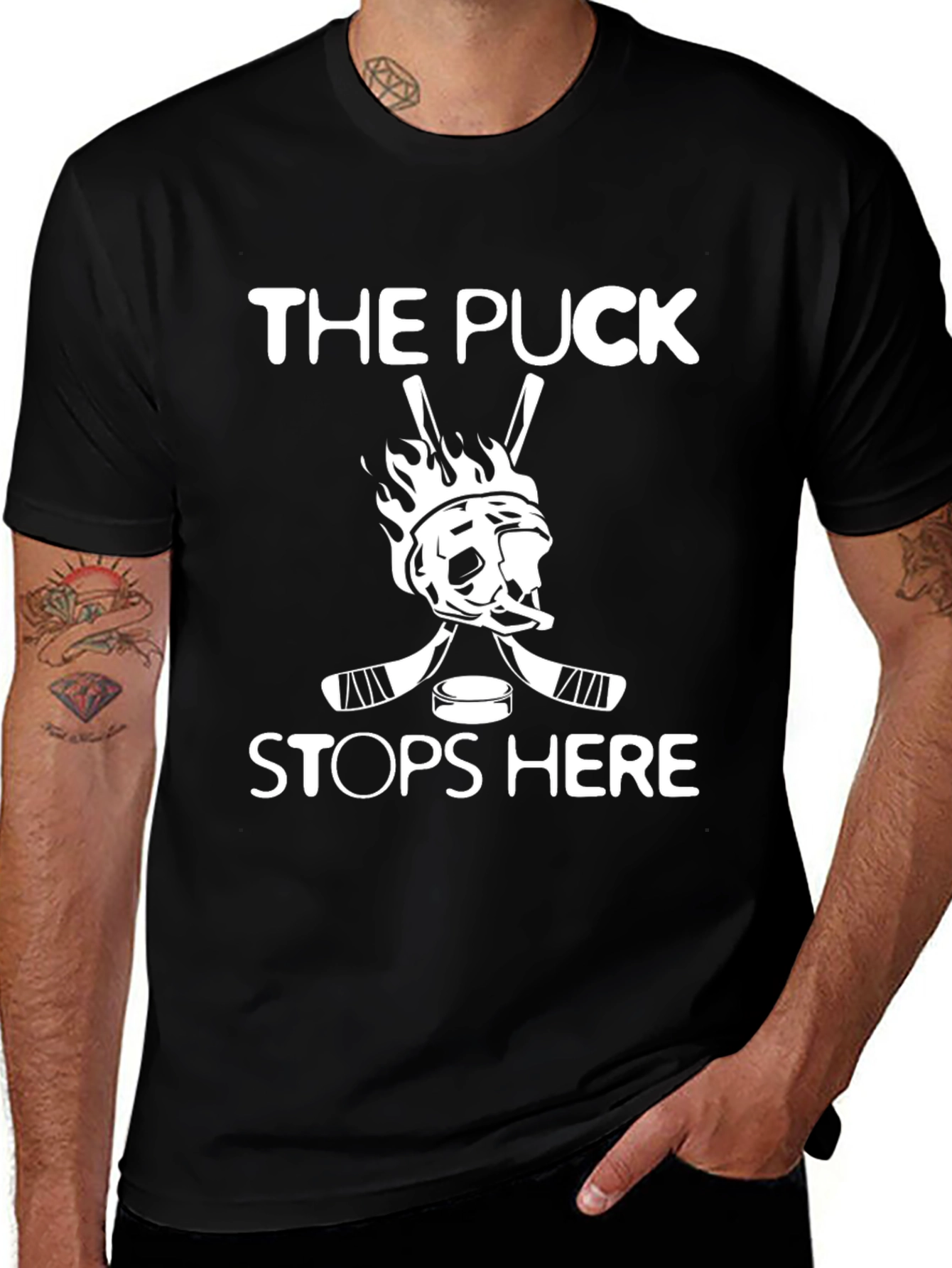 Variant 15 of The Puck Stops Here Hockey T-Shirt