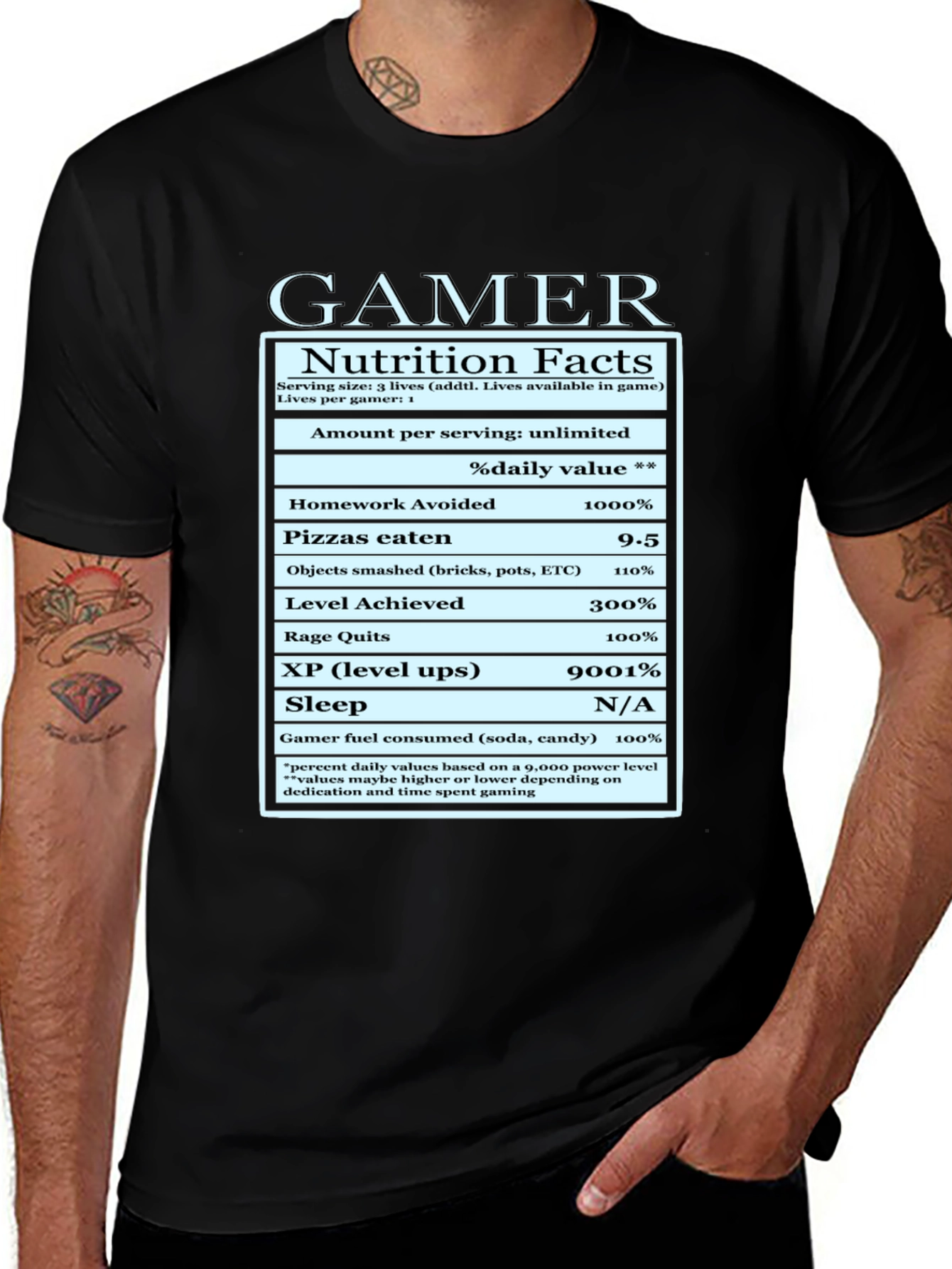 Variant 14 of Gamer Nutrition Facts Graphic T-Shirt