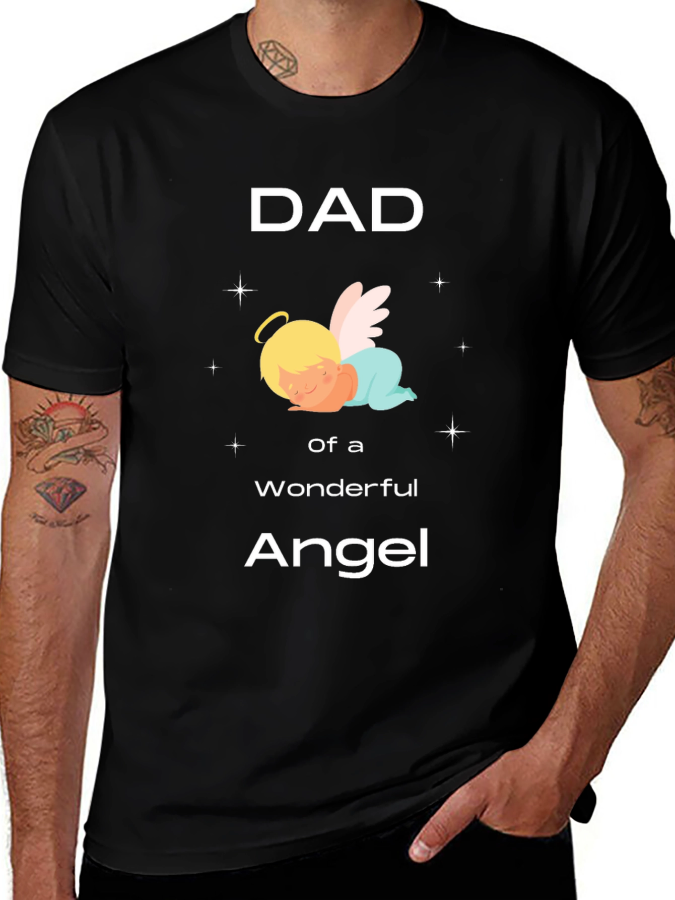 Variant 26 of Dad of an Angel T-Shirt Black
