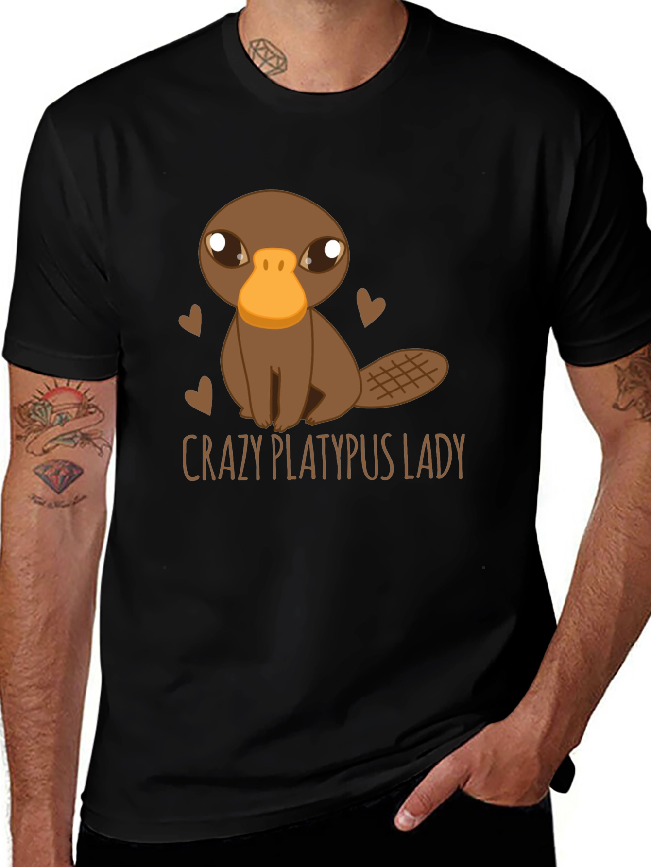 Black Crazy Platypus Lady Graphic Tee main image