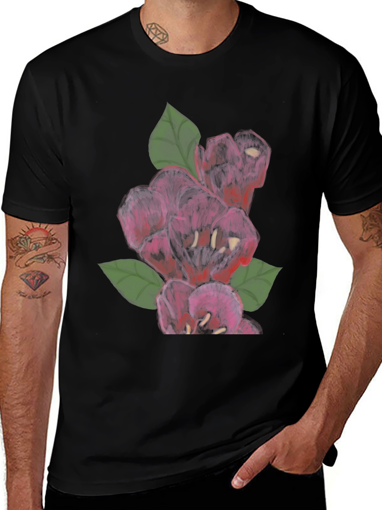 Variant 7 of Floral Graphic Black T-Shirt
