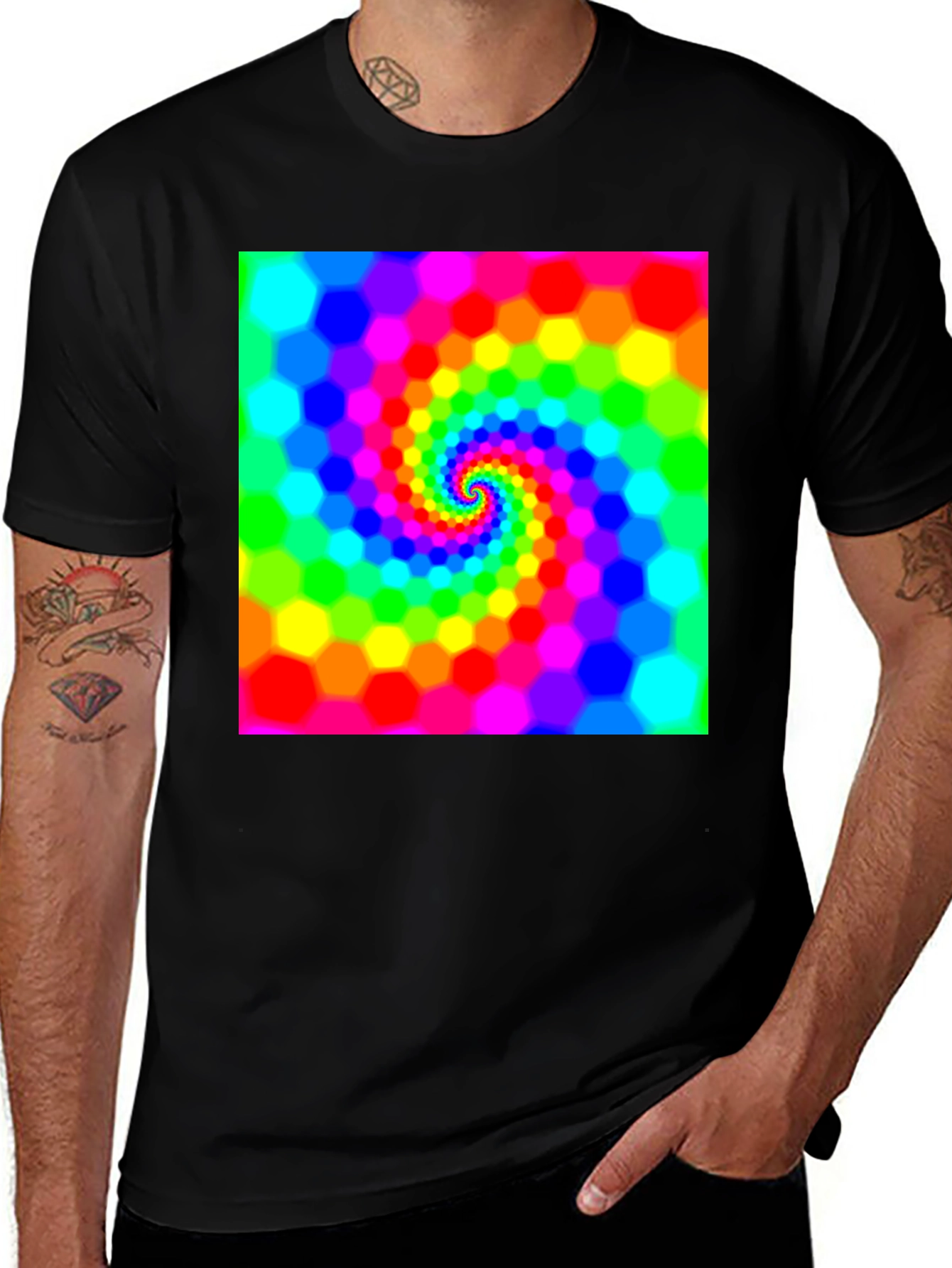 Psychedelic Swirl T-Shirt - Black Cotton Tee