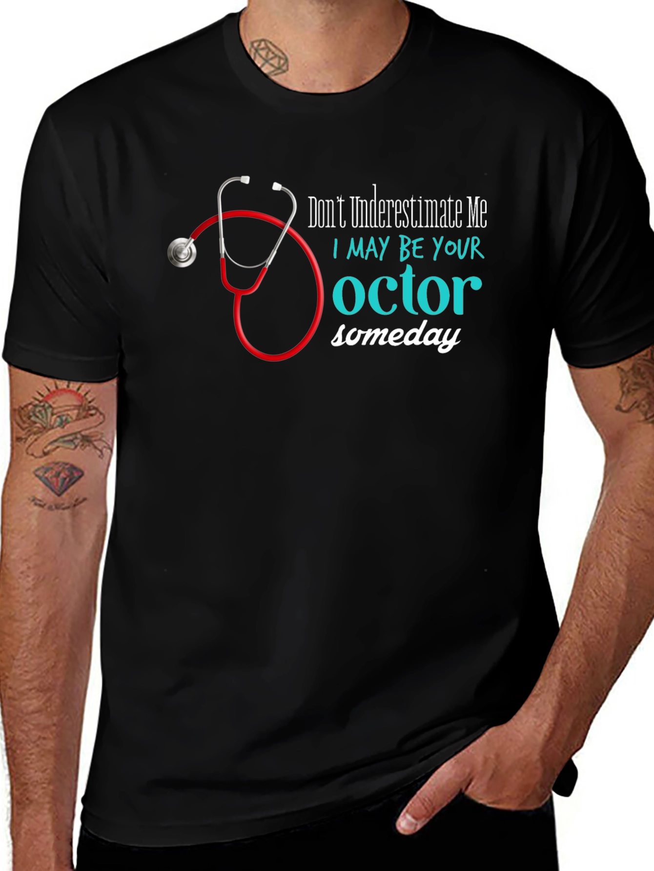 Variant 19 of Future Doctor Black T-Shirt Medical Student Stethoscope Tee