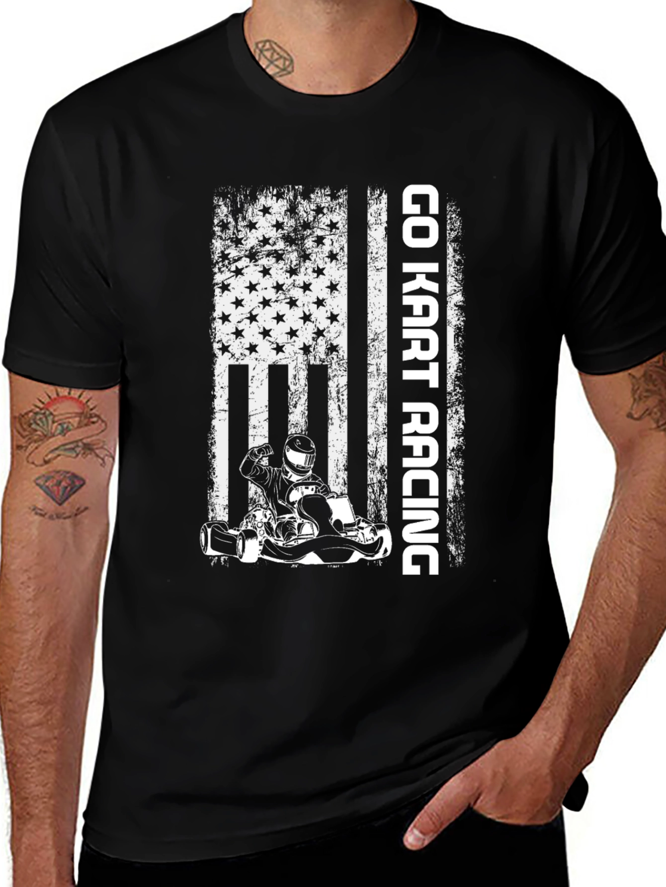 Variant 25 of Go Kart Racing USA Flag T-Shirt