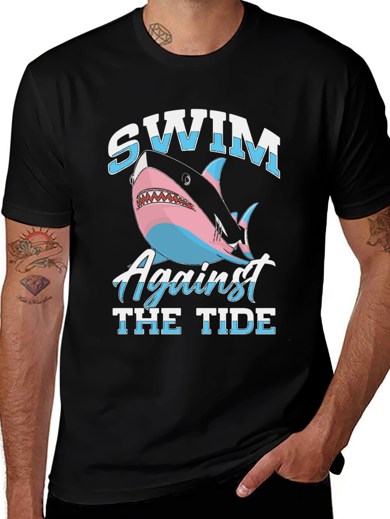 Variant 13 of Swim Against The Tide Shark Tee