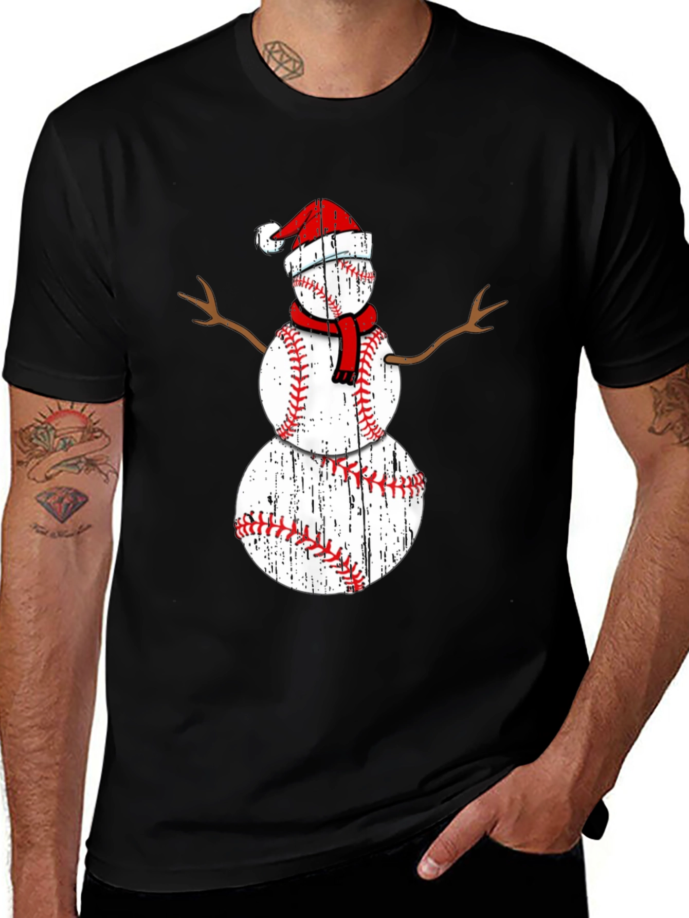 Variant 25 of Baseball Snowman Christmas T-Shirt