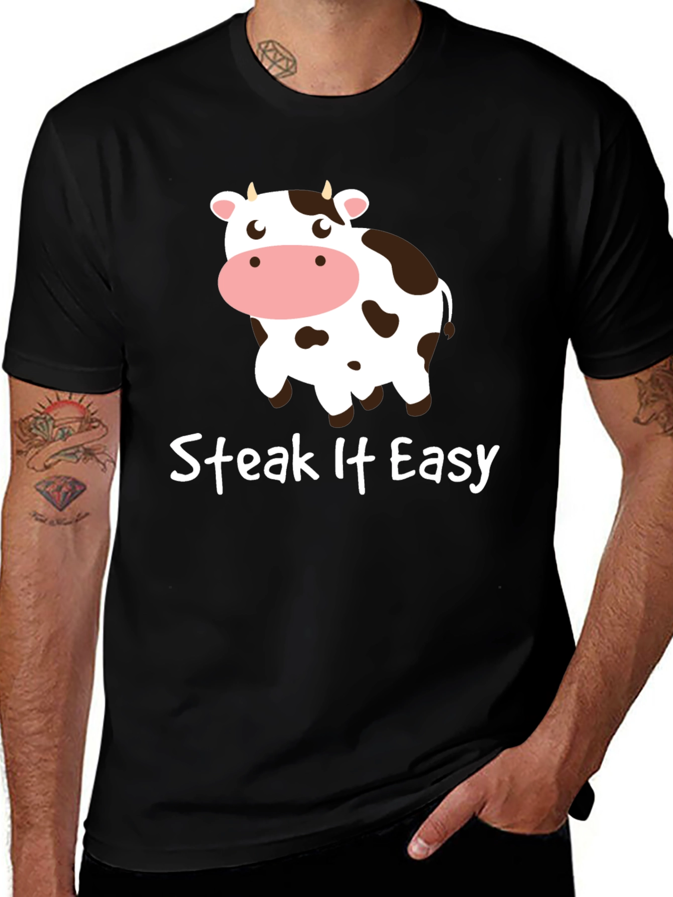 Variant 8 of Steak It Easy Funny Cow Graphic T-Shirt