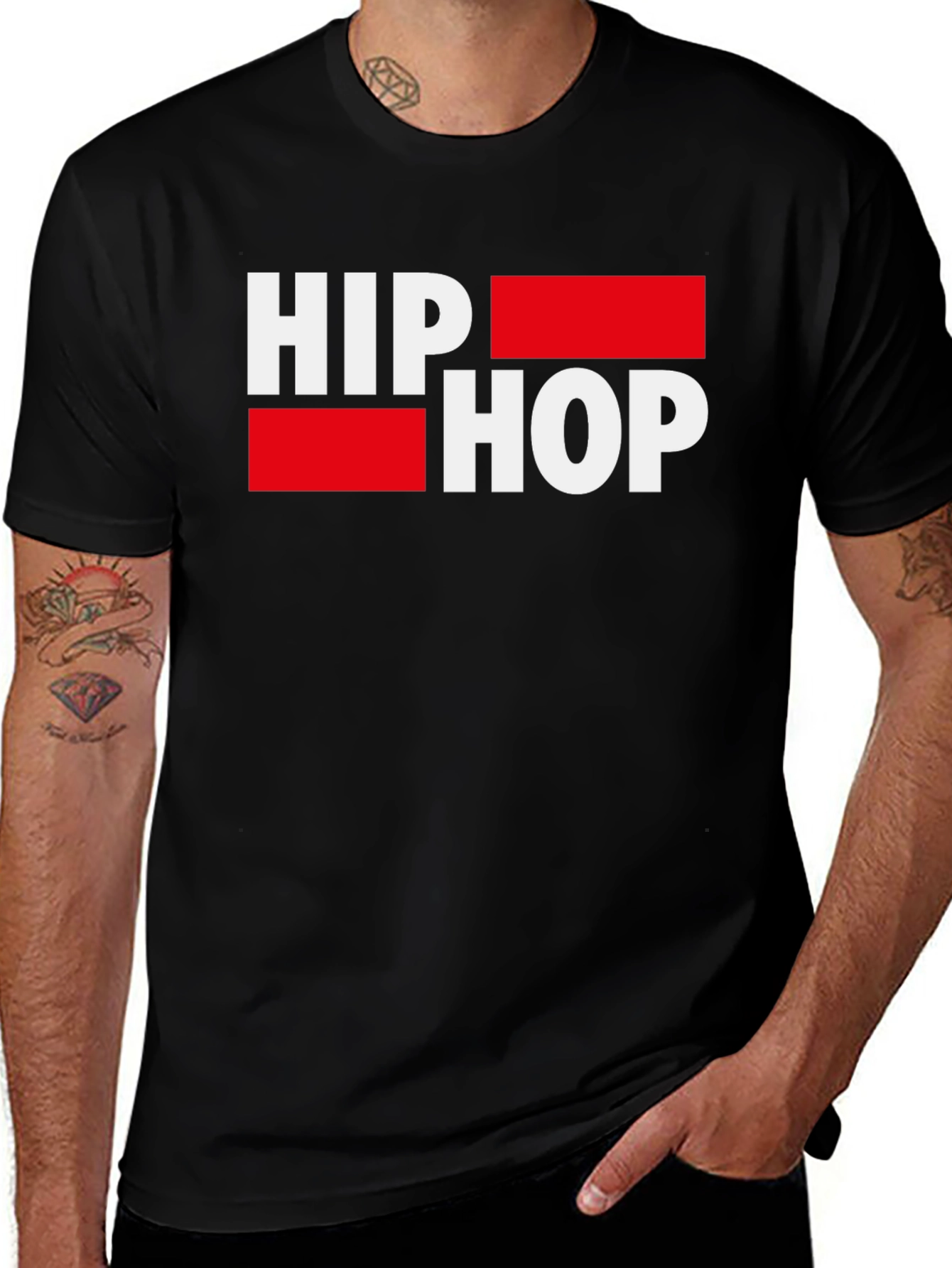 Variant 12 of Hip Hop Graphic Tee - Stylish Men's Black T-Shirt