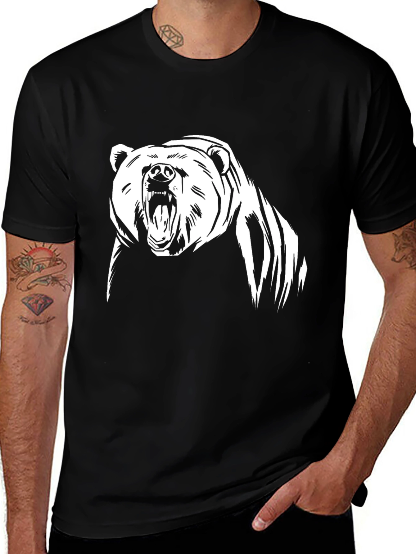 Variant 14 of Roaring Bear Graphic Tee - Black