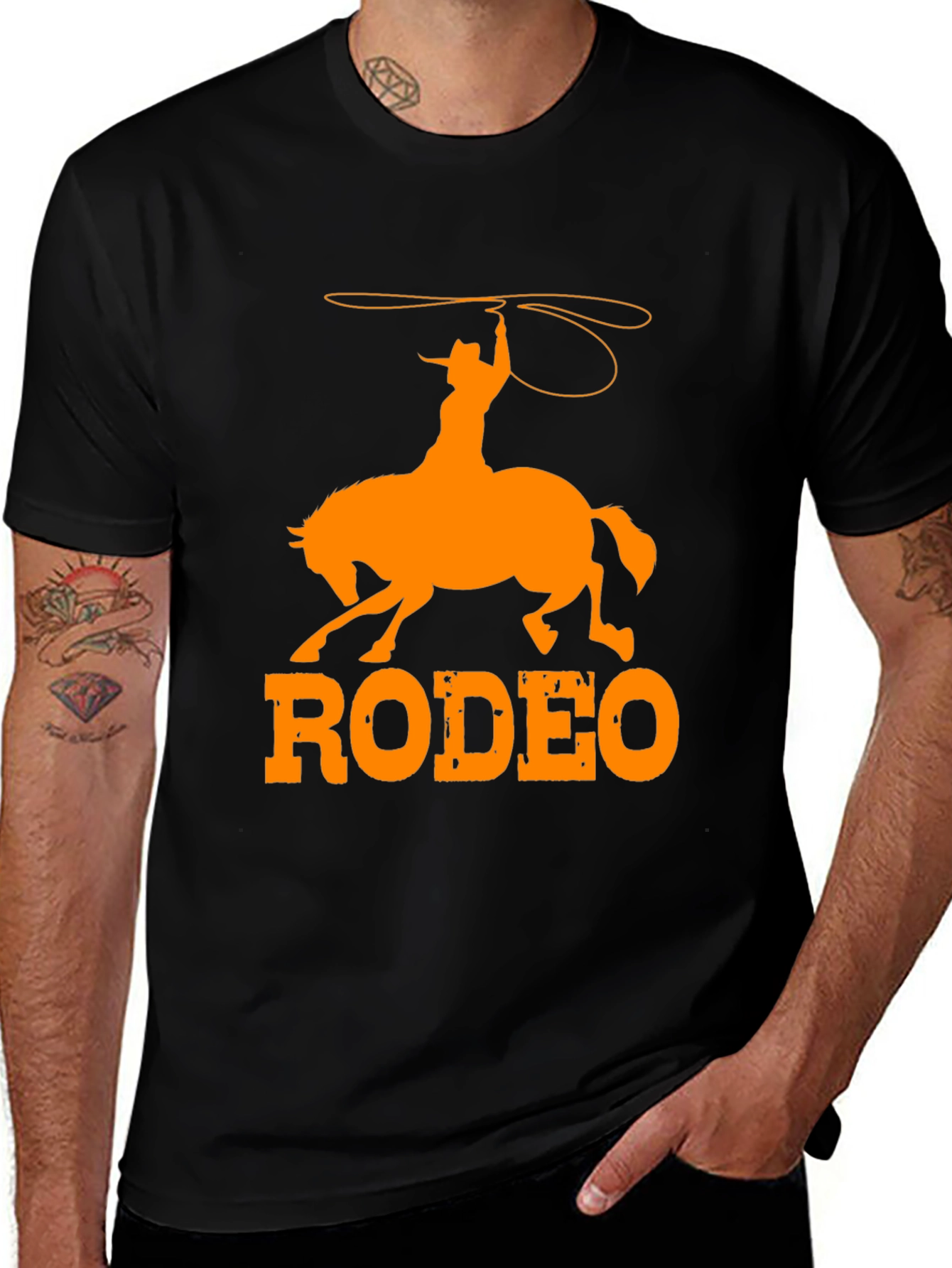 Rodeo Graphic T-Shirt - Cowboy Riding Horse Tee