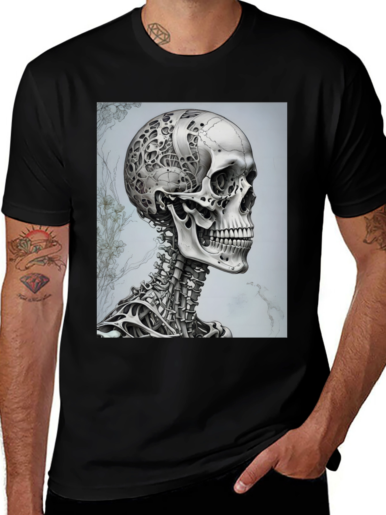 Variant 20 of Cyberpunk Skull T-Shirt - Futuristic Anatomical Design