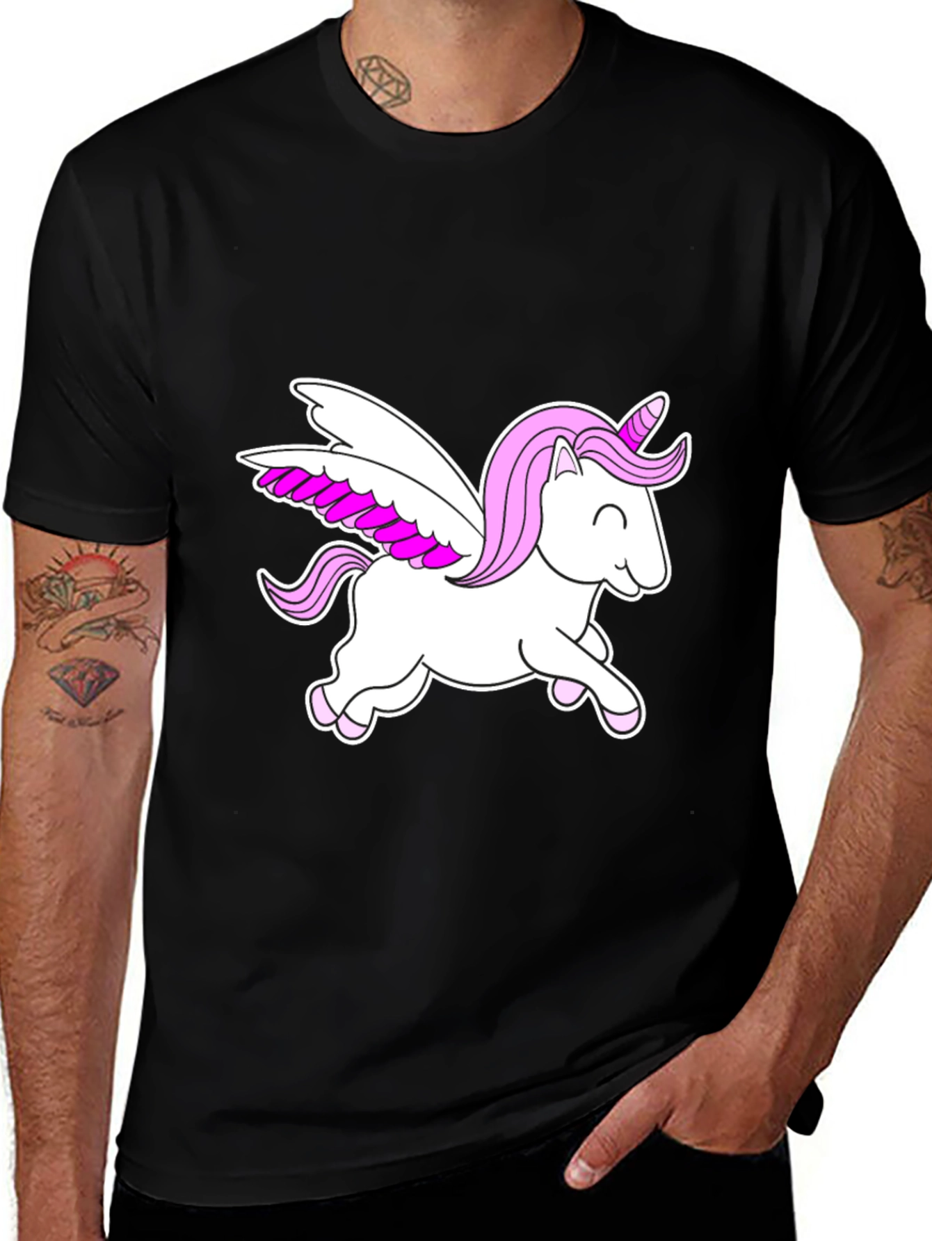 Variant 9 of Unicorn Pegasus Black Graphic Tee