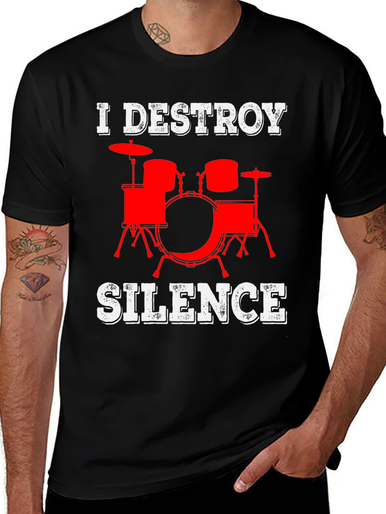 I Destroy Silence Drummer T-Shirt - Music Lover Tee