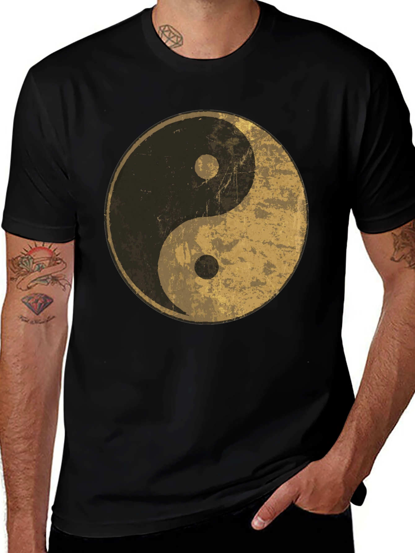 Yin Yang Graphic Tee - Distressed Design