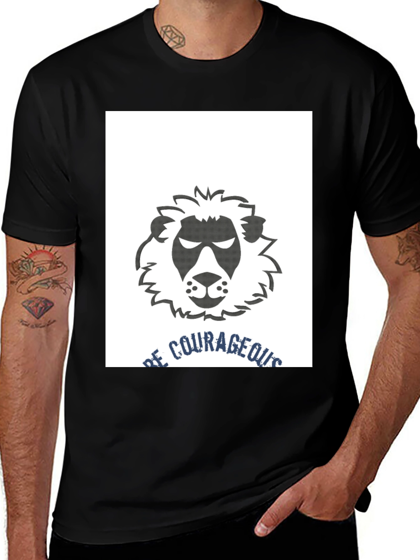 Variant 24 of Be Courageous Lion Graphic Tee - Black T-Shirt