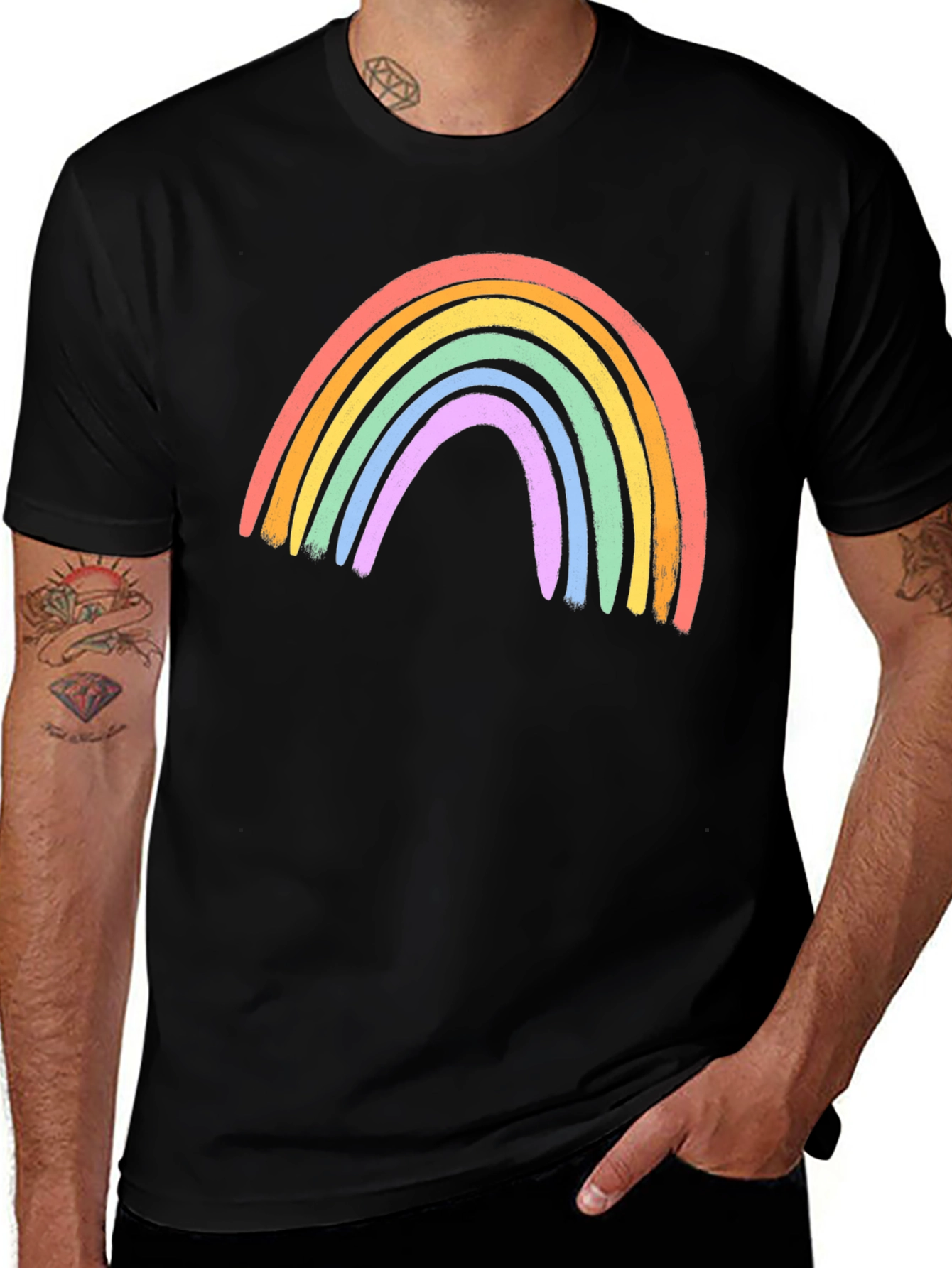 Variant 15 of Rainbow Graphic Black T-Shirt
