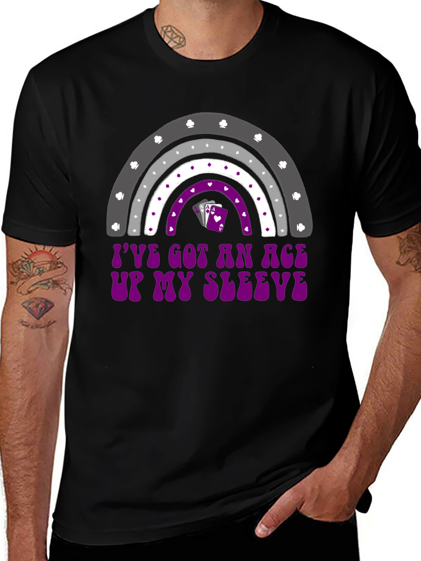 Variant 5 of Ace Up My Sleeve T-Shirt - LGBTQ Pride Rainbow