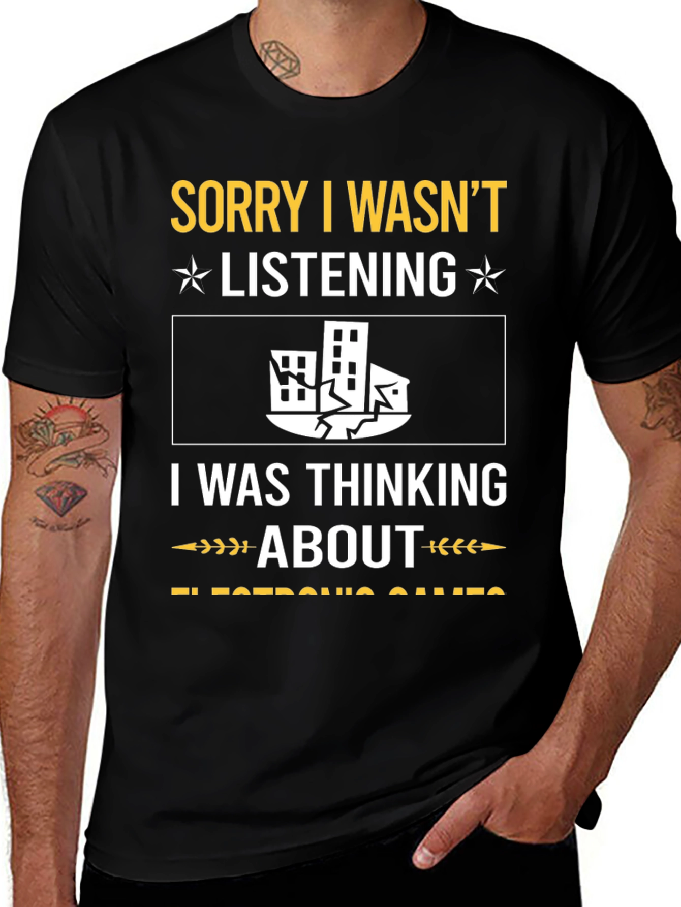 Variant 9 of Funny Gamer T-Shirt: Sorry Wasn't Listening, Electronic Games